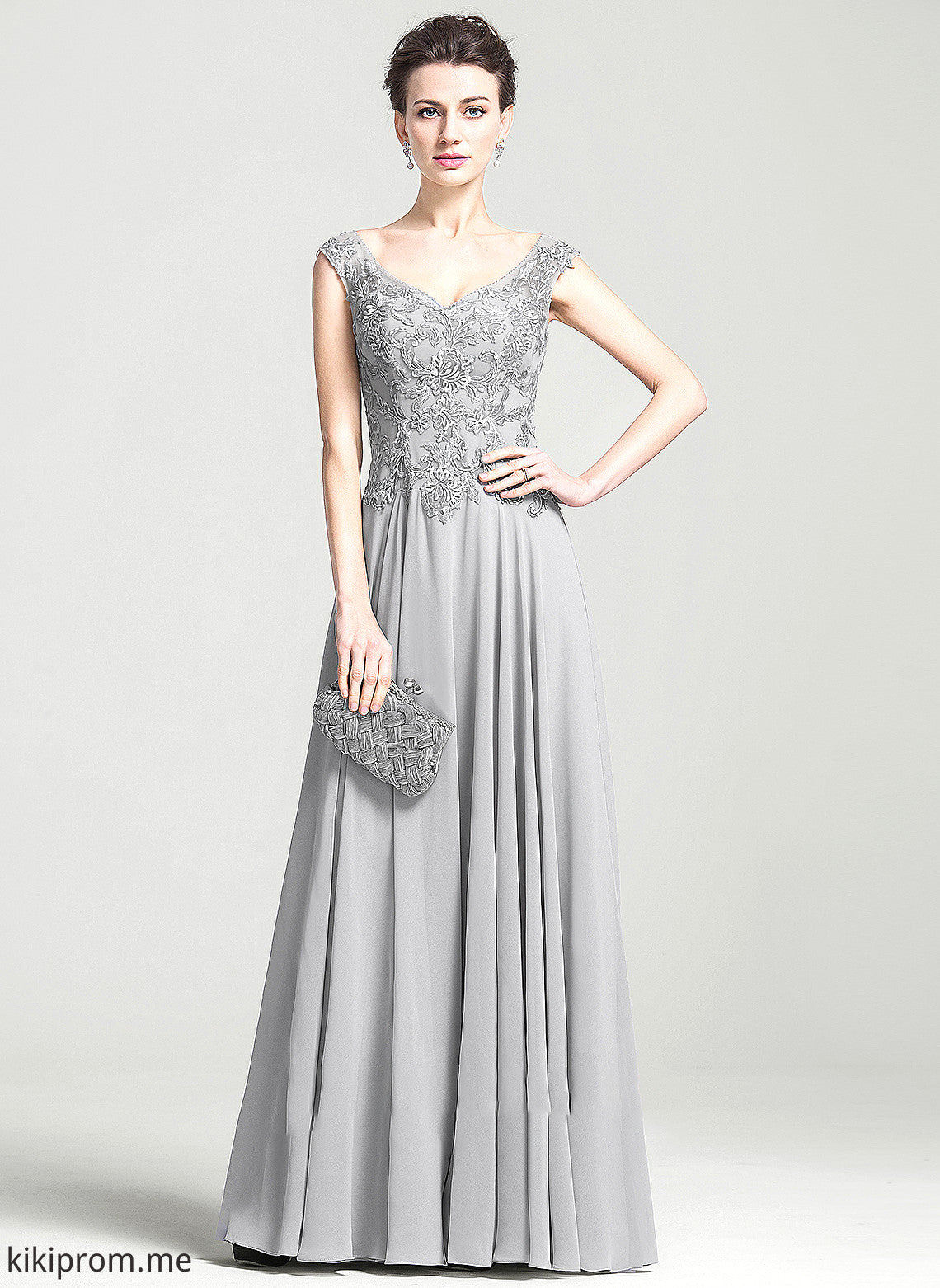 Appliques Mother Dress V-neck of Yasmine Chiffon Bride A-Line With Mother of the Bride Dresses Floor-Length the Lace