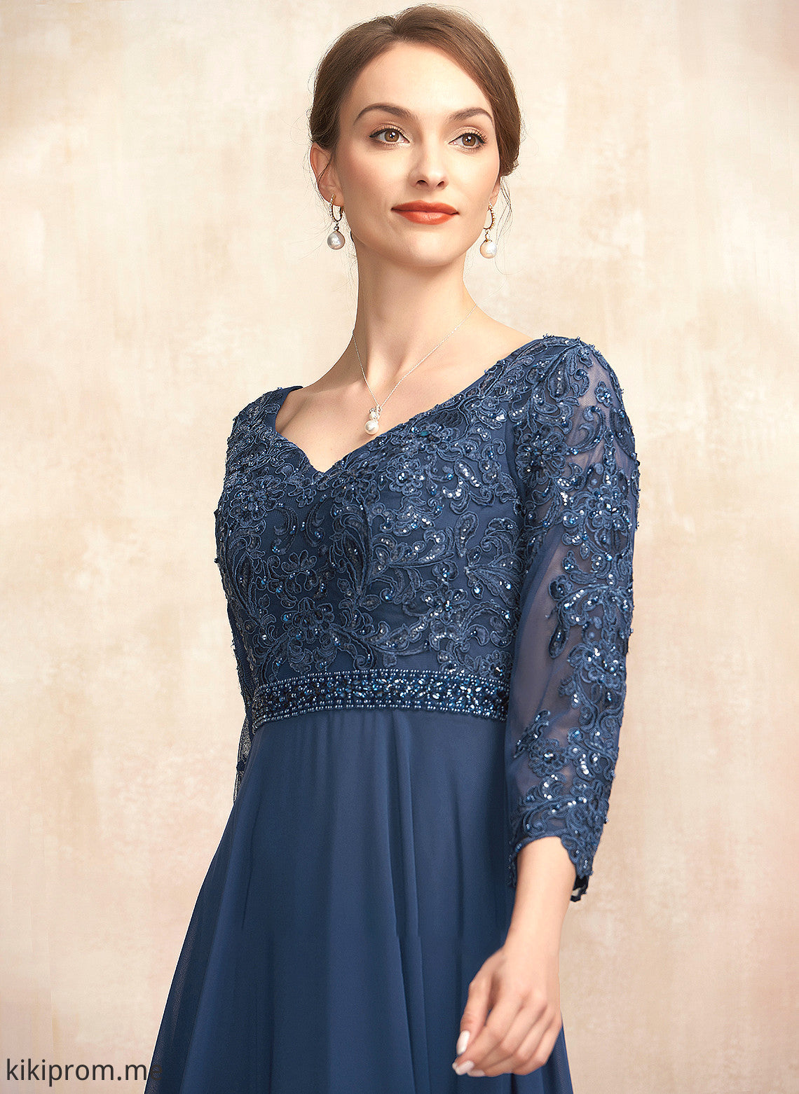 V-neck Mother Beading Sequins Mother of the Bride Dresses the Bride A-Line With Elisa Floor-Length of Lace Dress Chiffon