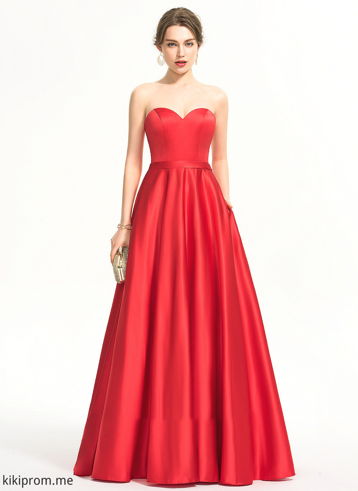 Rubi Beading Pockets Prom Dresses Ball-Gown/Princess Floor-Length With Satin Sequins Sweetheart