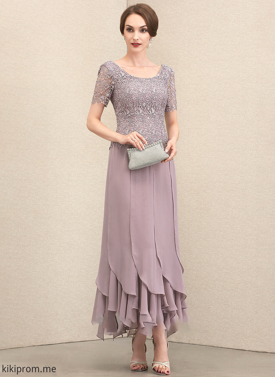 Mother With Neck Scoop the Ankle-Length Bride Dress Chiffon Ruffles Talia Cascading Lace Mother of the Bride Dresses A-Line of