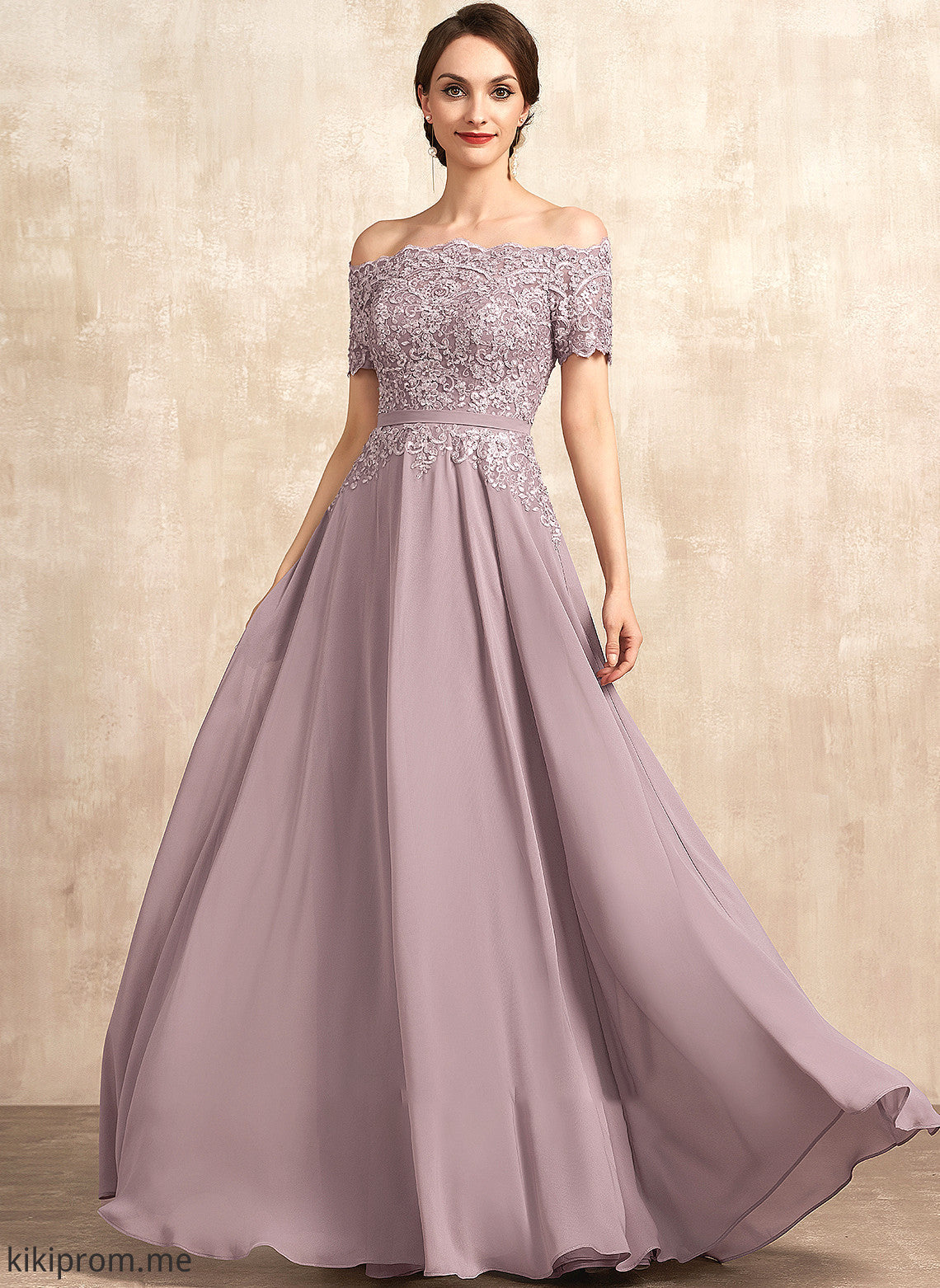 With Lace Beading of Chiffon Mother of the Bride Dresses Dress Off-the-Shoulder Sequins Floor-Length A-Line Elaina Bride Mother the