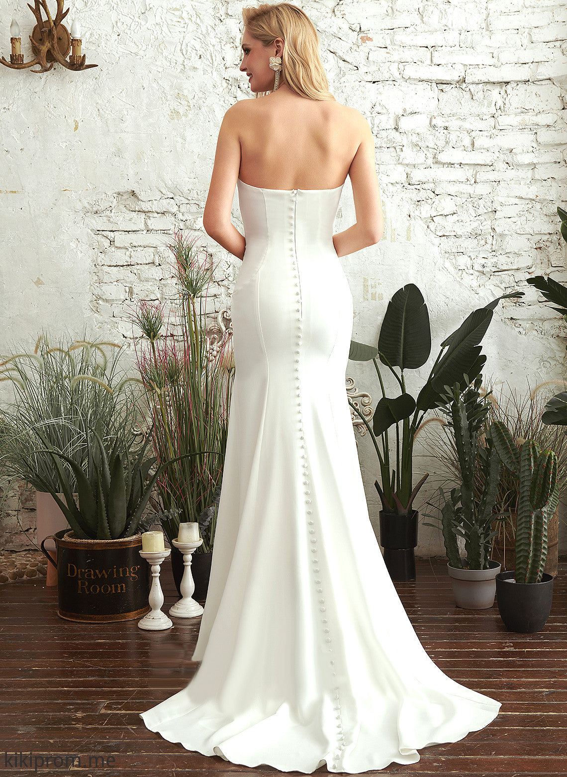 Philippa Trumpet/Mermaid Crepe Train Stretch Wedding Dresses Strapless Sweep Dress Wedding