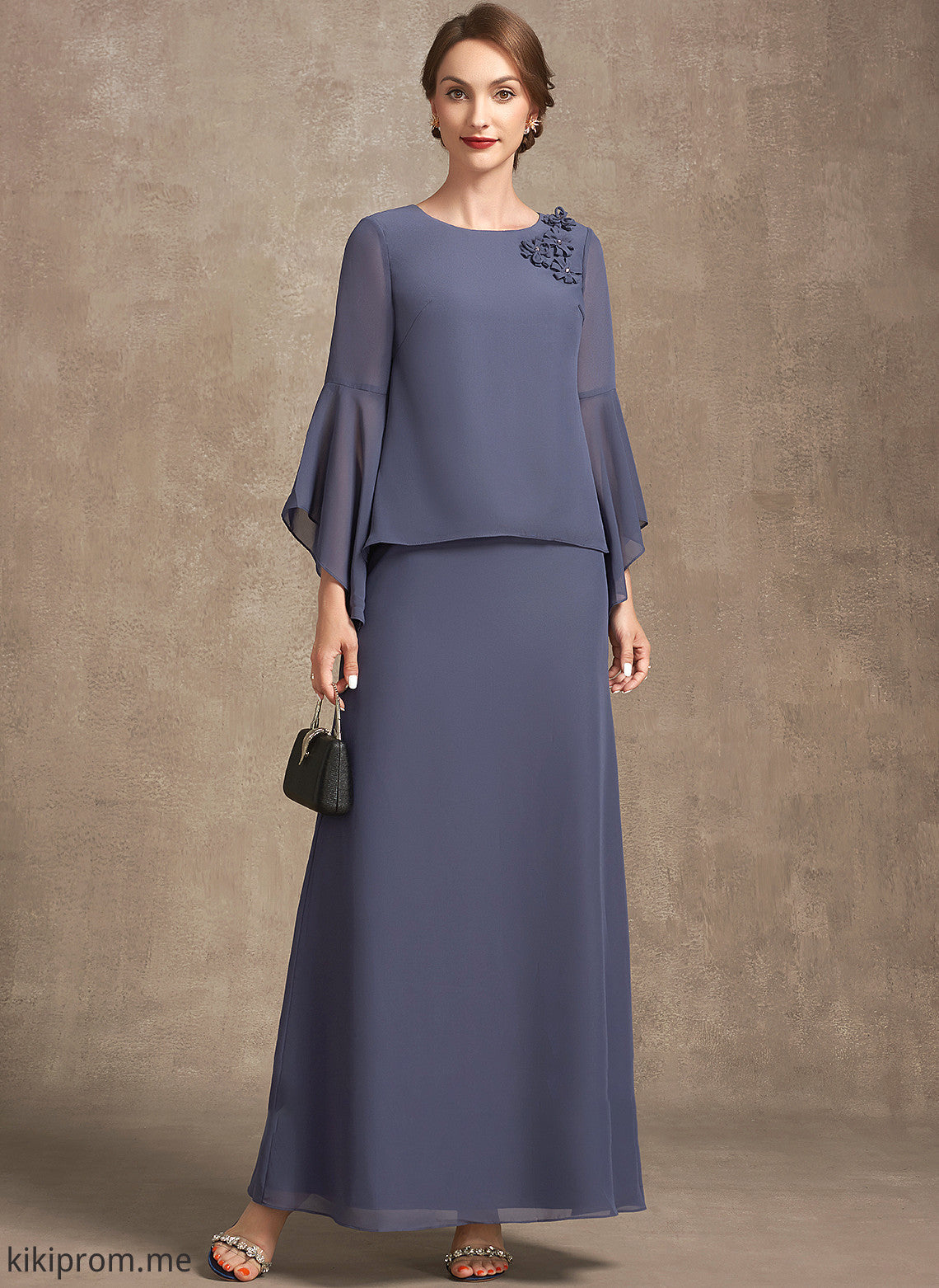 Mother Flower(s) Mother of the Bride Dresses With the of Scoop Chiffon A-Line Neck Bride Ankle-Length Dress Frederica