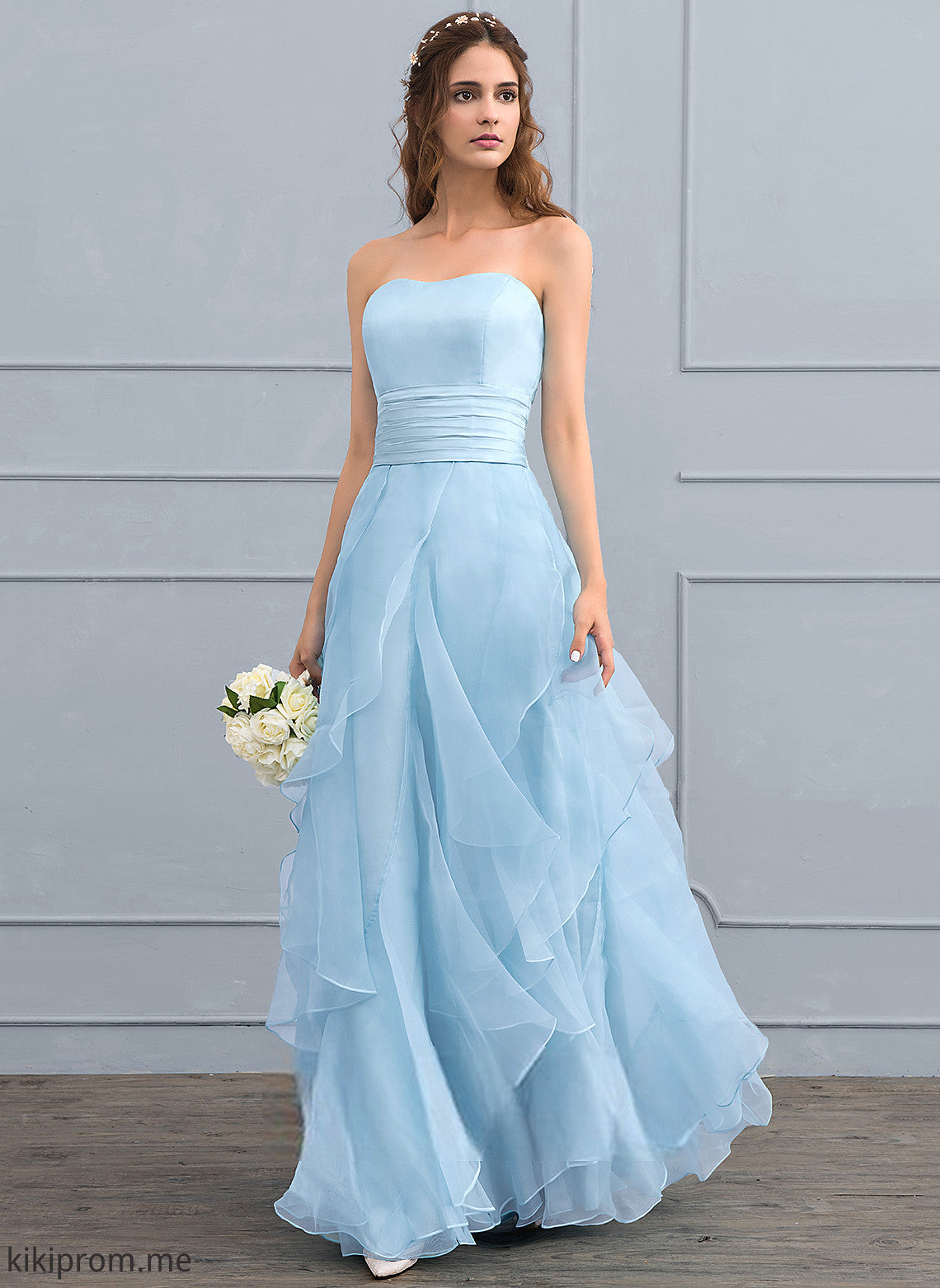 Floor-Length Ruffles Cascading With Organza Wedding Jimena Wedding Dresses Charmeuse Sweetheart A-Line Dress