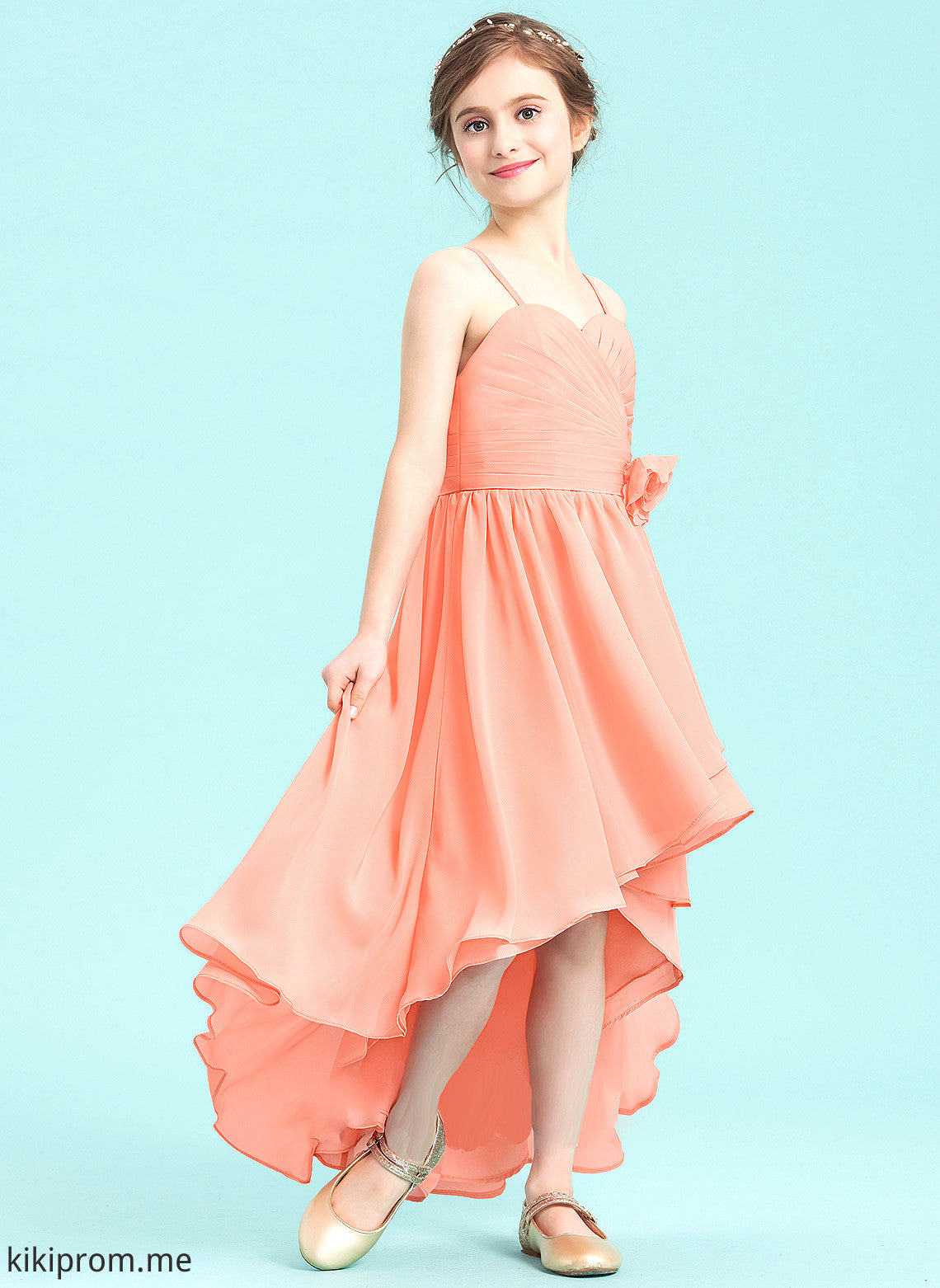 With Asymmetrical Ruffle Cheyanne A-Line Sweetheart Flower(s) Junior Bridesmaid Dresses Chiffon