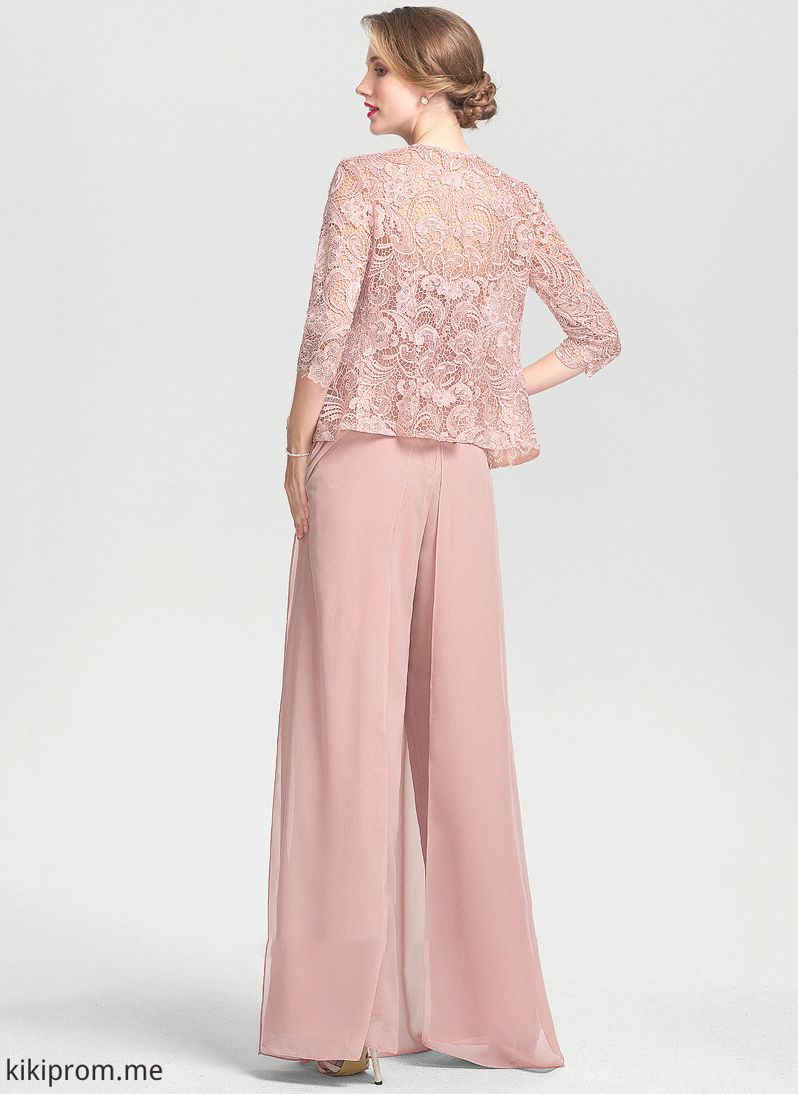 Square Chiffon Dress Mother Mother of the Bride Dresses Floor-Length Bride Lace the Neckline Jumpsuit/Pantsuit of Jode