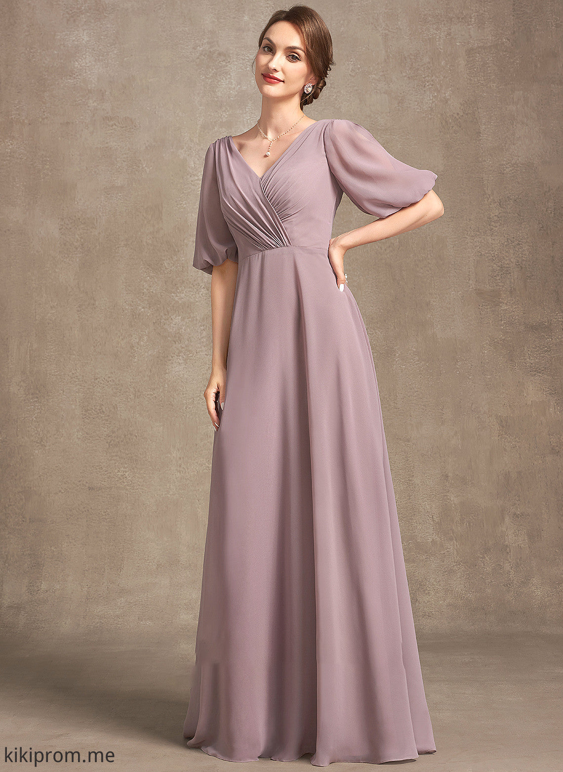 Chiffon Dress Floor-Length Madeline With V-neck the Mother of Mother of the Bride Dresses A-Line Ruffle Bride