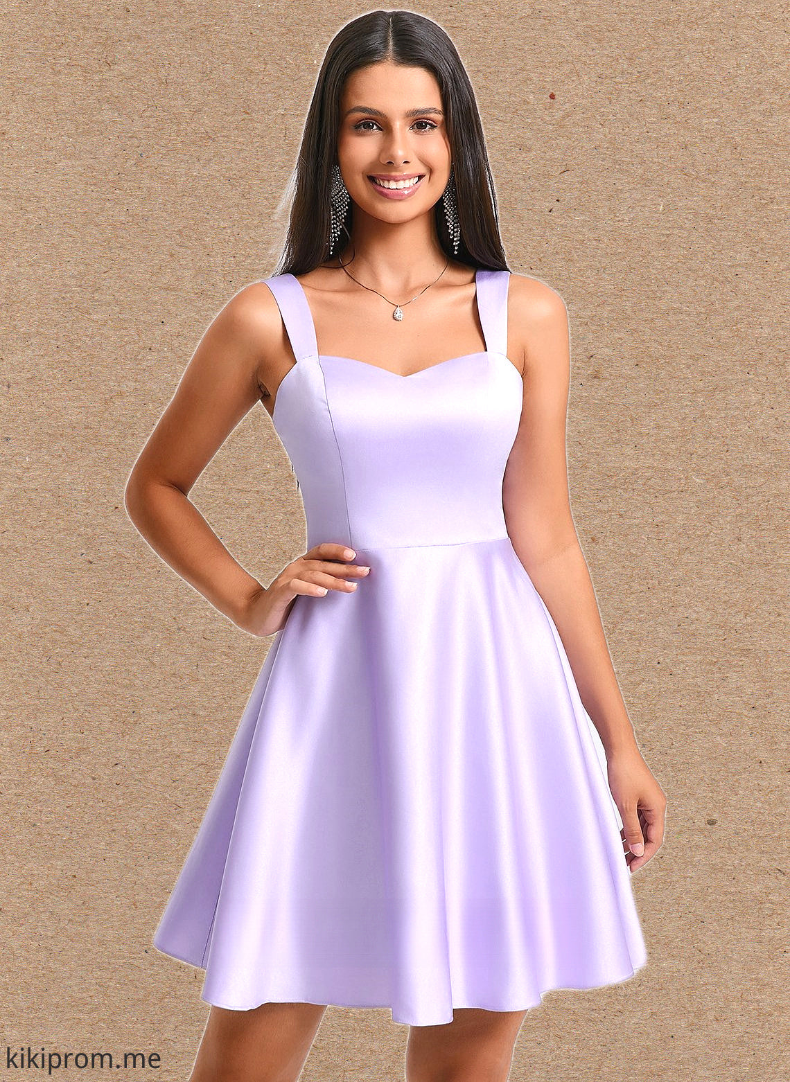 Vera A-line Sweetheart Short Satin Homecoming Dress With Bow HFP0025682