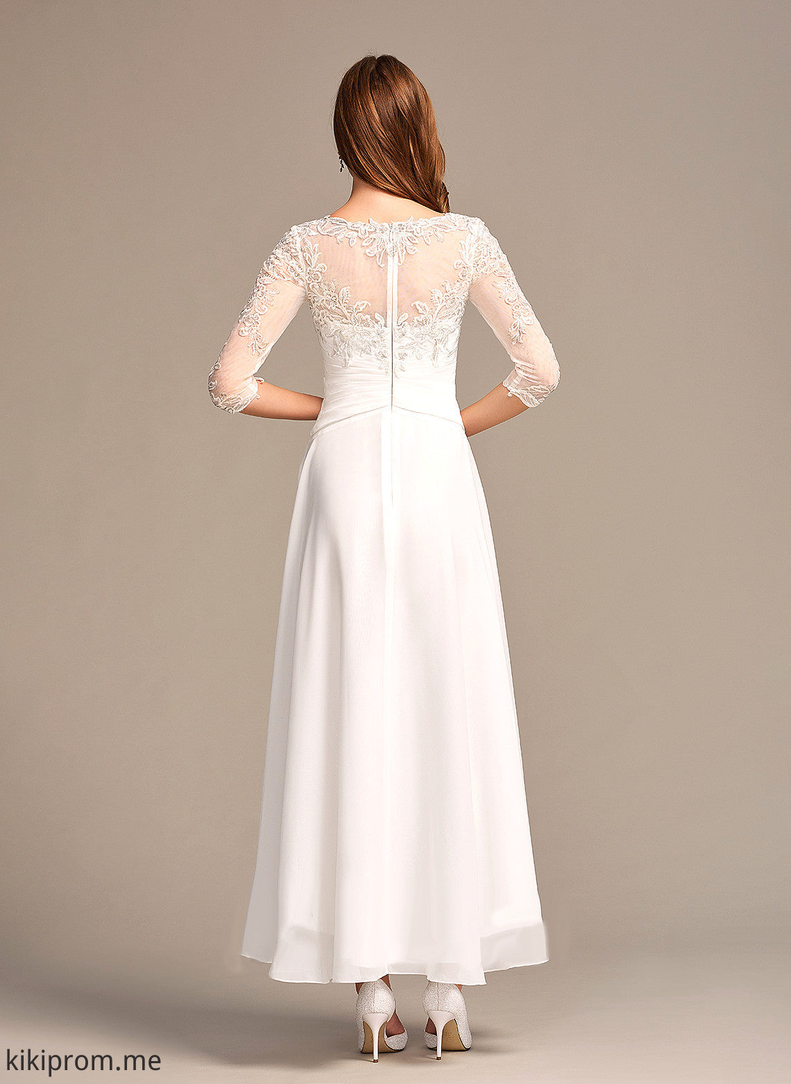 Wedding Dresses Chiffon With Asymmetrical Wedding Illusion Lace A-Line Kinley Dress