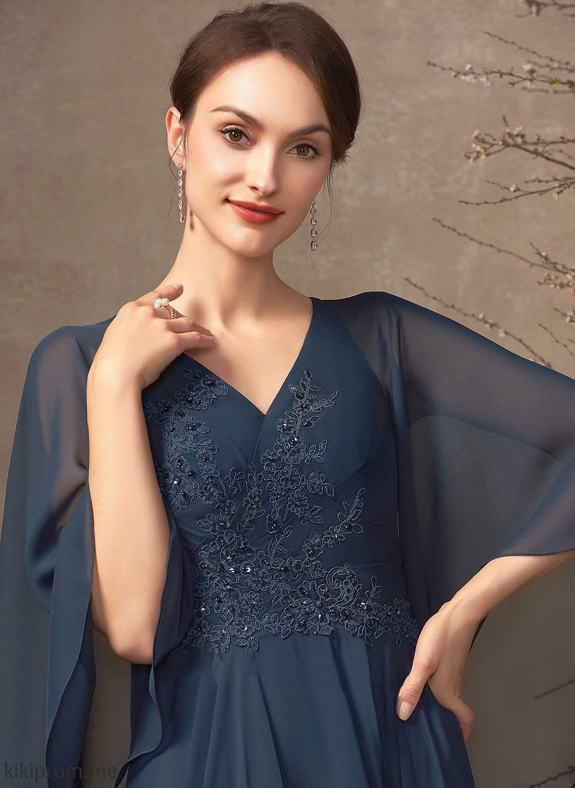 With Lace of Bride Dress the Mother Abagail Mother of the Bride Dresses A-Line Floor-Length Beading Chiffon V-neck Sequins