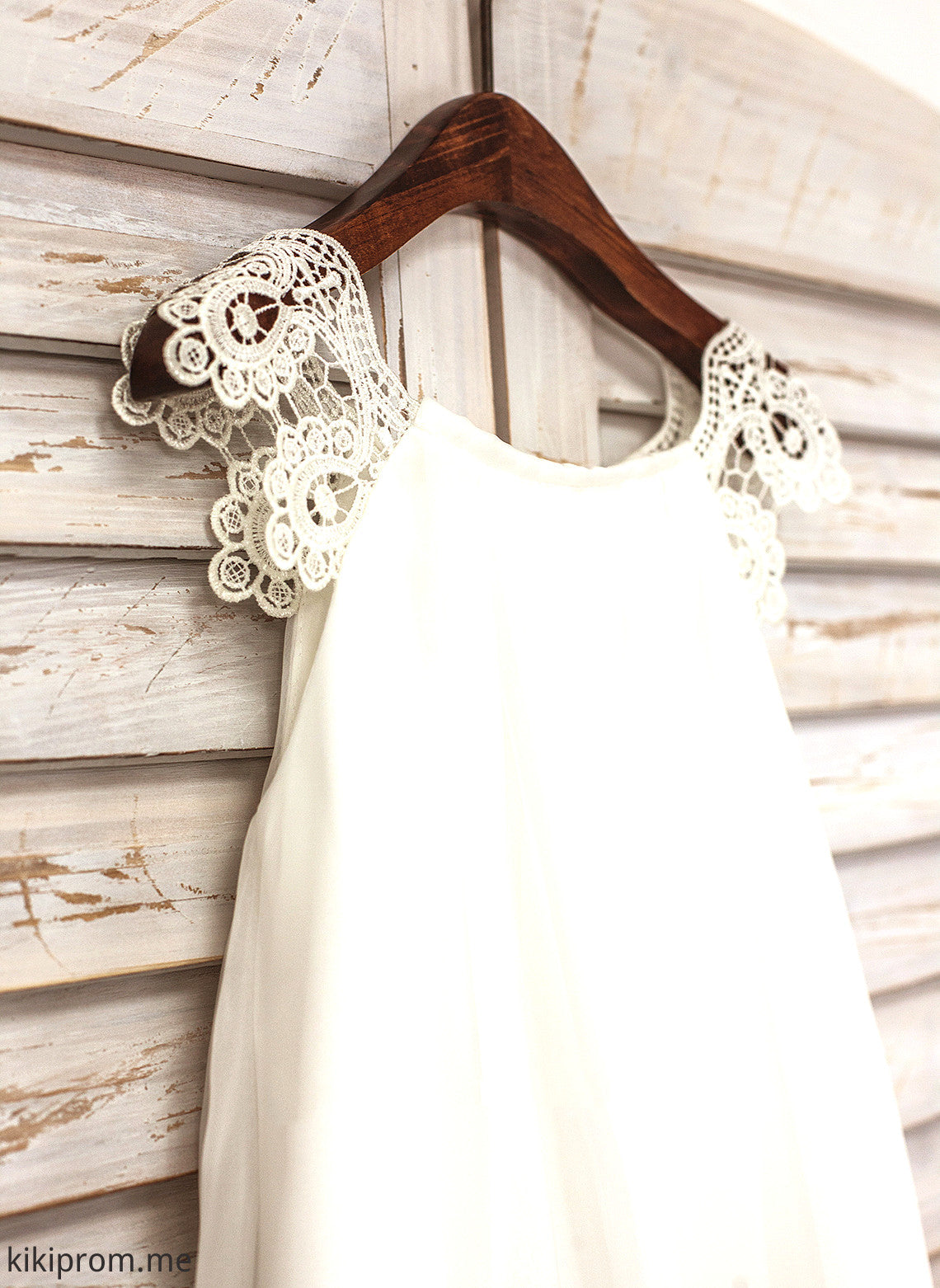 Sleeveless With Flower Girl Dresses - A-Line Dress Girl Chiffon Scoop Lace Neck Knee-length Krista Flower