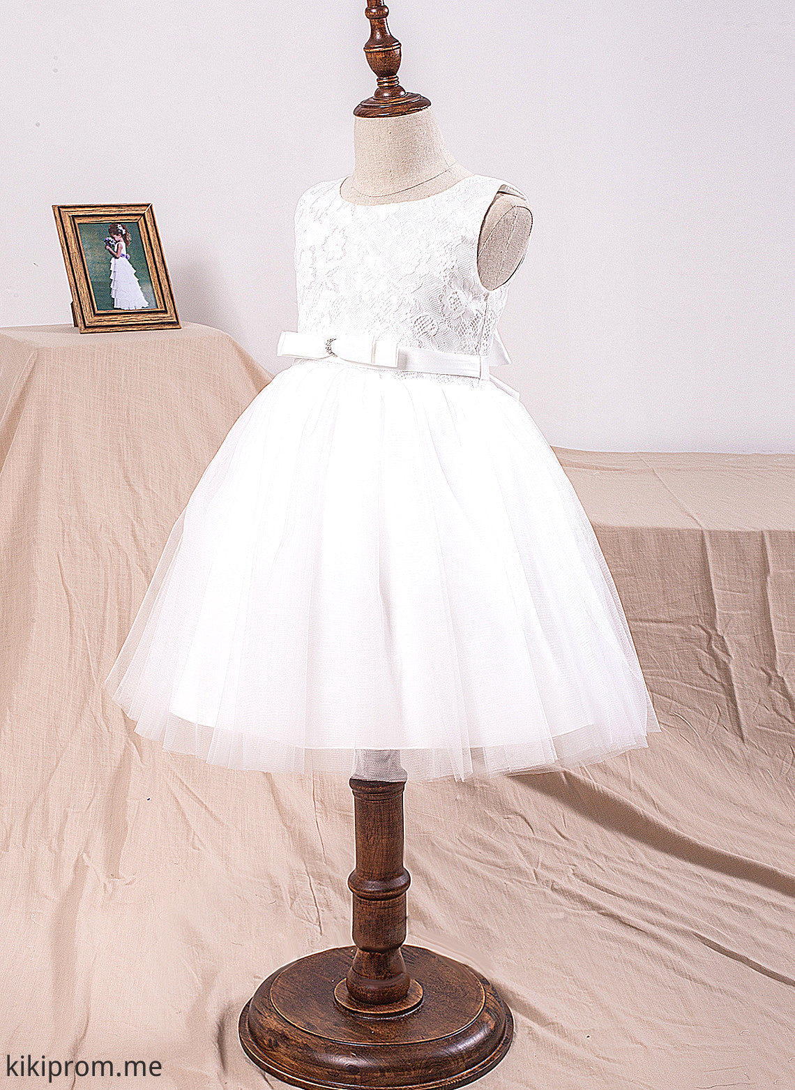 Scoop Flower Girl Dresses Sleeveless Neck Melanie Dress Ball-Gown/Princess Girl Bow(s) Knee-length With Flower Tulle/Lace