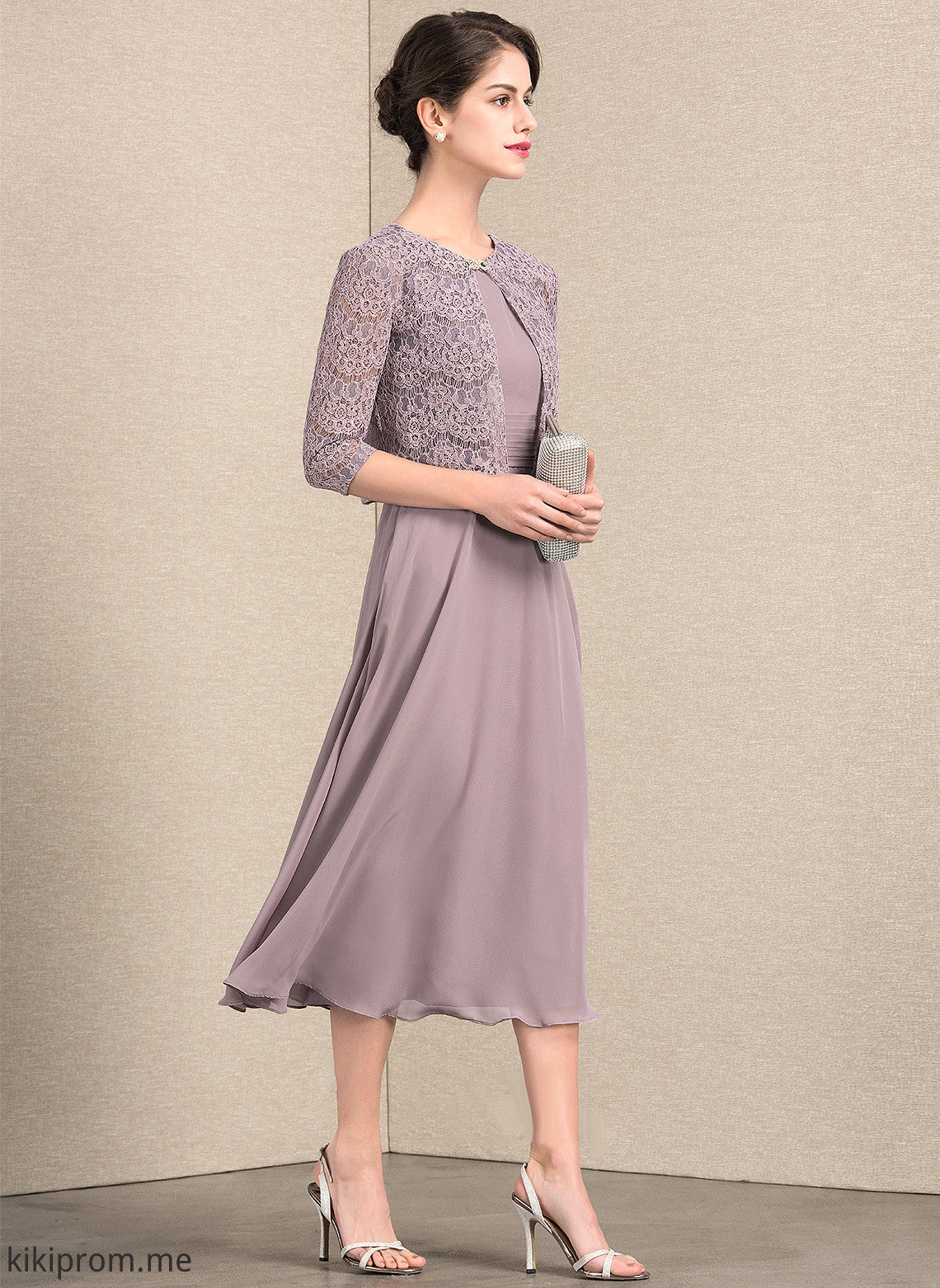 Tea-Length the With Mother of the Bride Dresses Mother Neck Chiffon Dress Bride of A-Line Savanah Ruffle Scoop