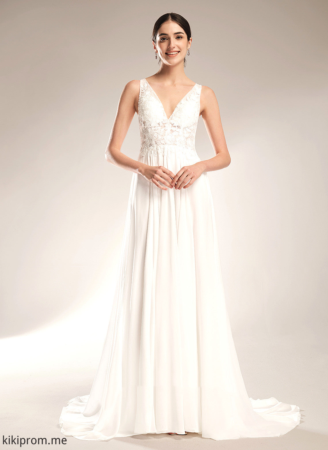 With Beading Chiffon Dress Lace V-neck Train Sequins A-Line Court Mira Wedding Dresses Wedding