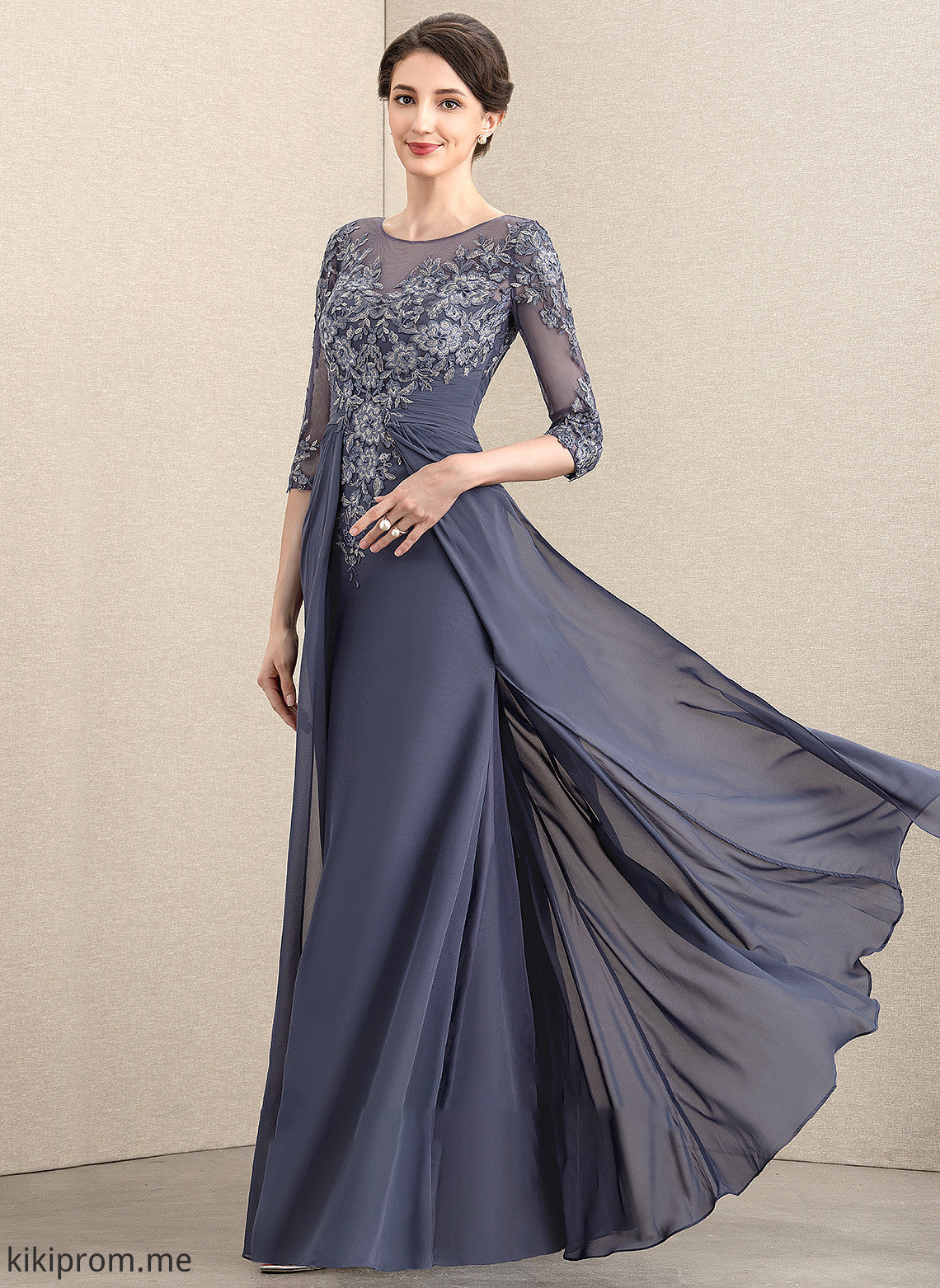 Dress Mother Lace of Scoop the Floor-Length Mother of the Bride Dresses Jean Bride A-Line Neck Chiffon