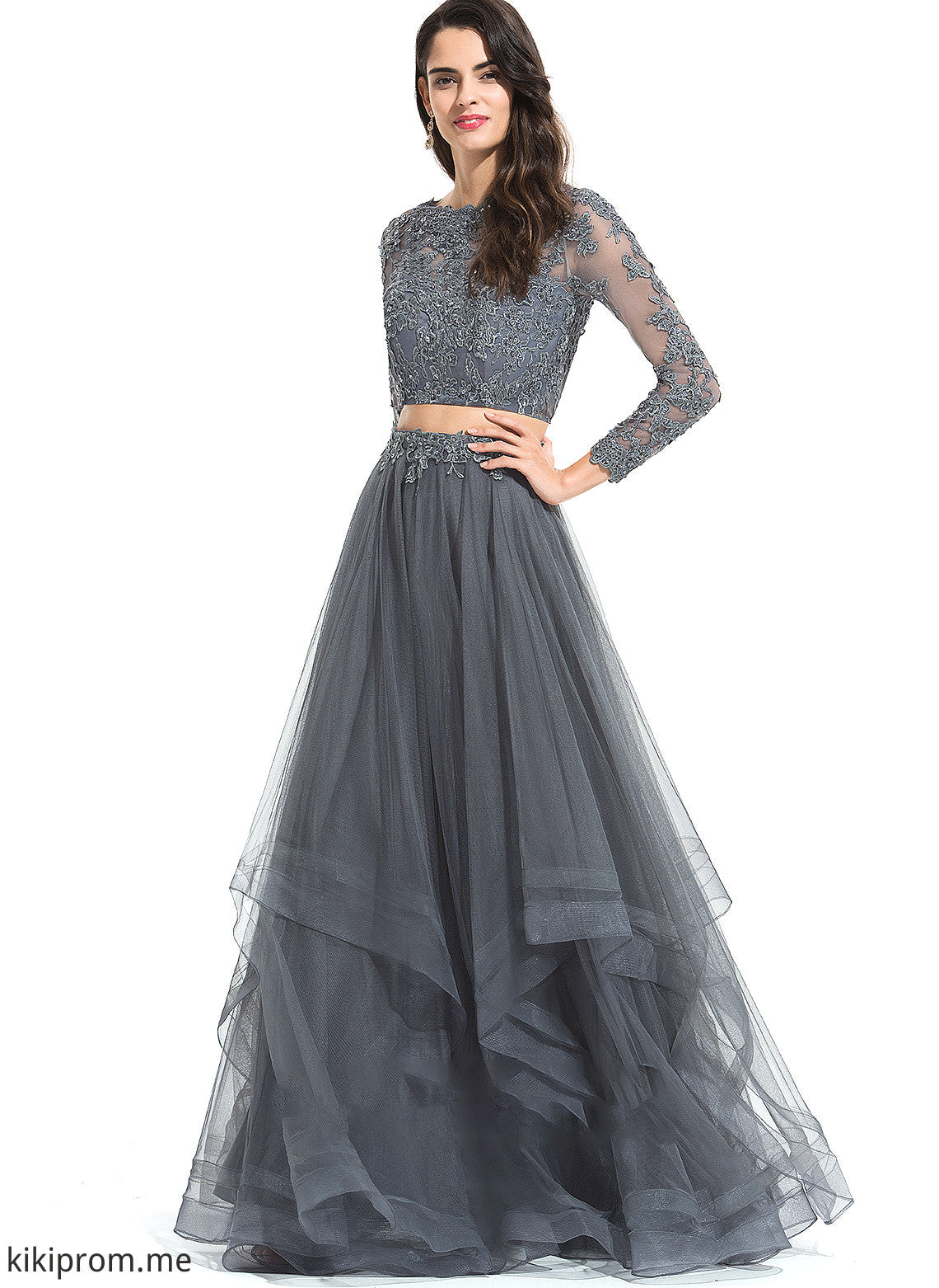 Neck Tulle Ball-Gown/Princess Floor-Length Prom Dresses Scoop With Lindsay Beading Sequins