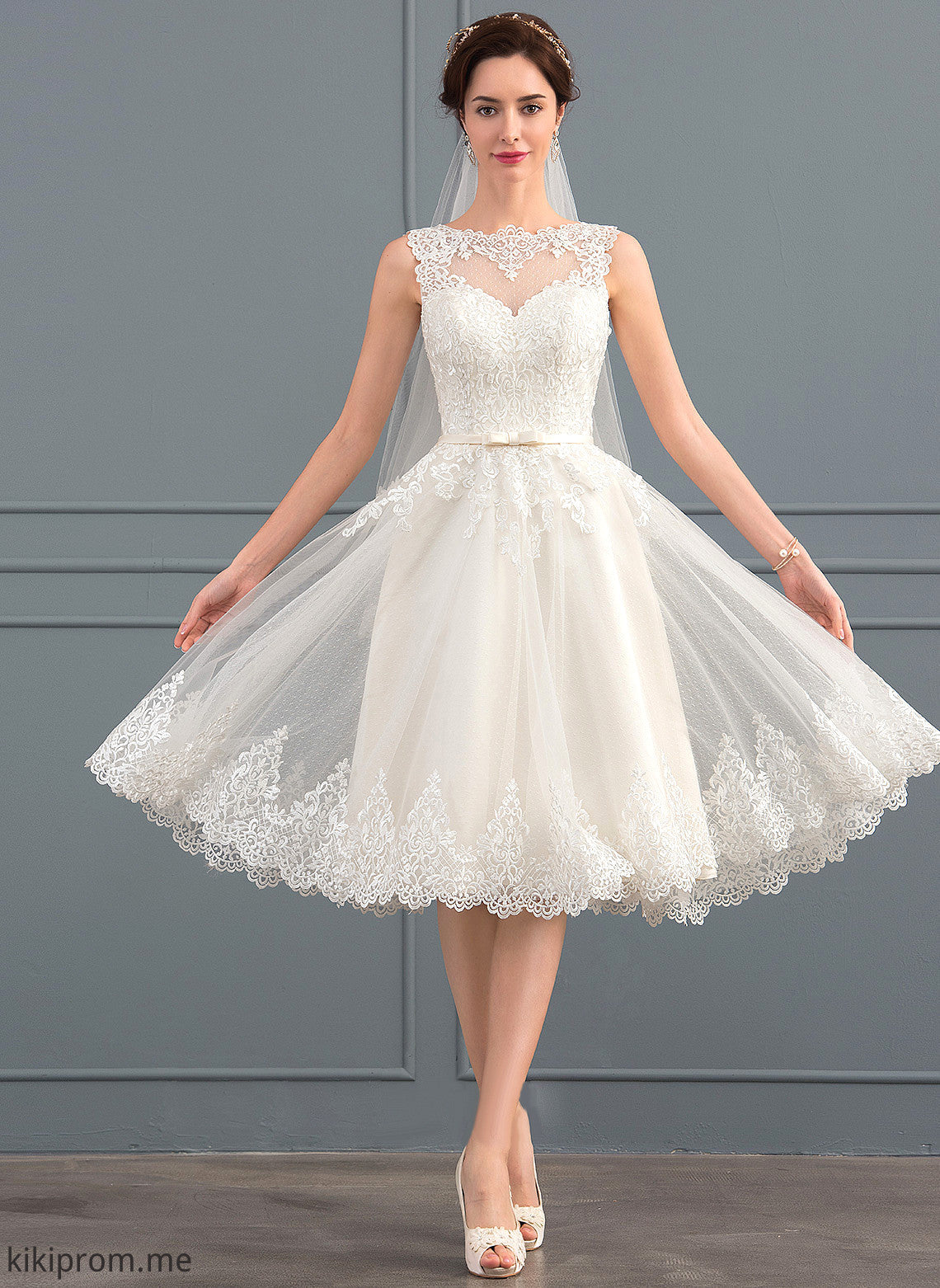 Precious With Lace Knee-Length Bow(s) Wedding Illusion Wedding Dresses Dress Satin Tulle A-Line