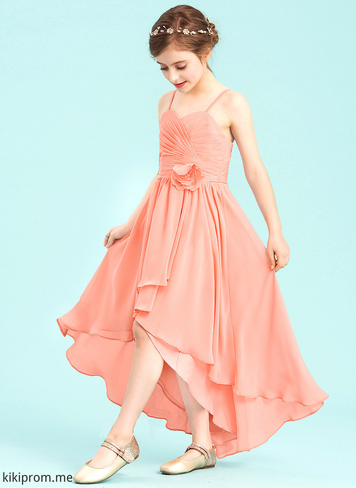 With Asymmetrical Ruffle Cheyanne A-Line Sweetheart Flower(s) Junior Bridesmaid Dresses Chiffon