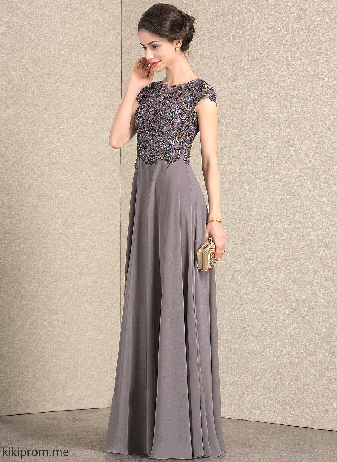 Floor-Length Mother of the Bride Dresses Beading the Chiffon Bride Lace Mother With Frida of Dress A-Line Neck Scoop