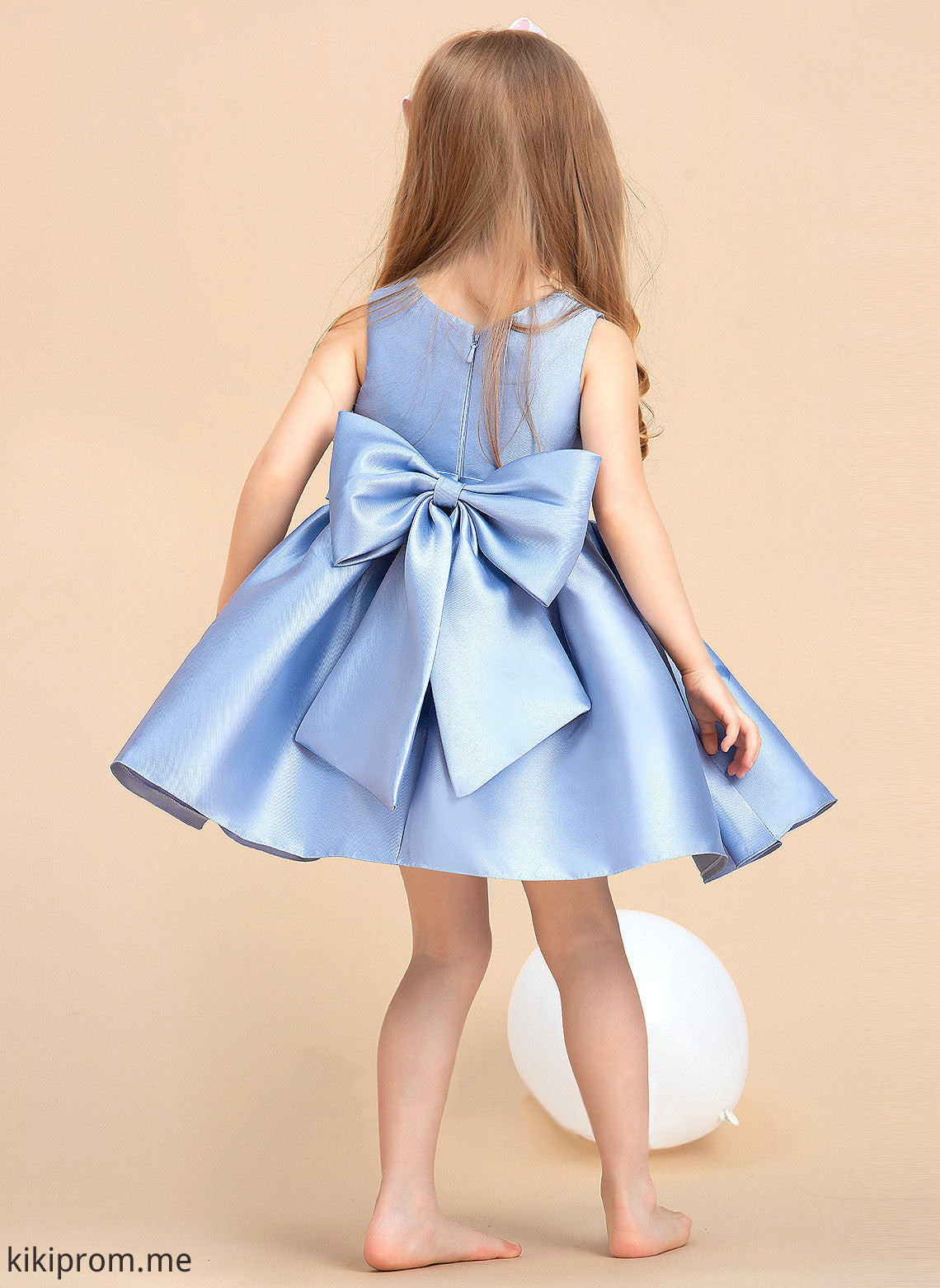 Scoop Xiomara Sleeveless Dress Bow(s) Girl - Flower With Knee-length Flower Girl Dresses Satin Neck Ball-Gown/Princess