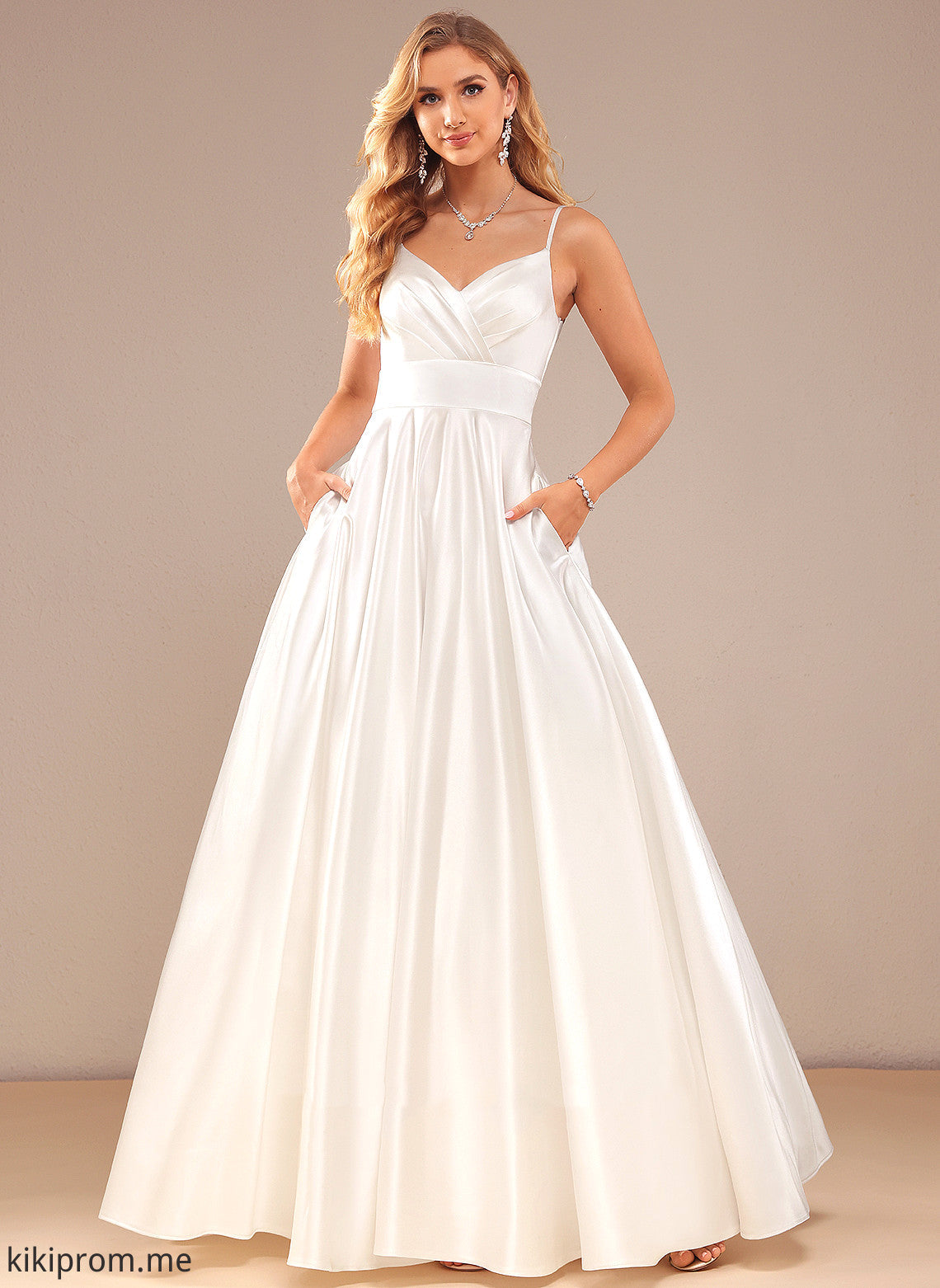 Wedding Dresses Ball-Gown/Princess Wedding Satin Iris V-neck Dress Floor-Length