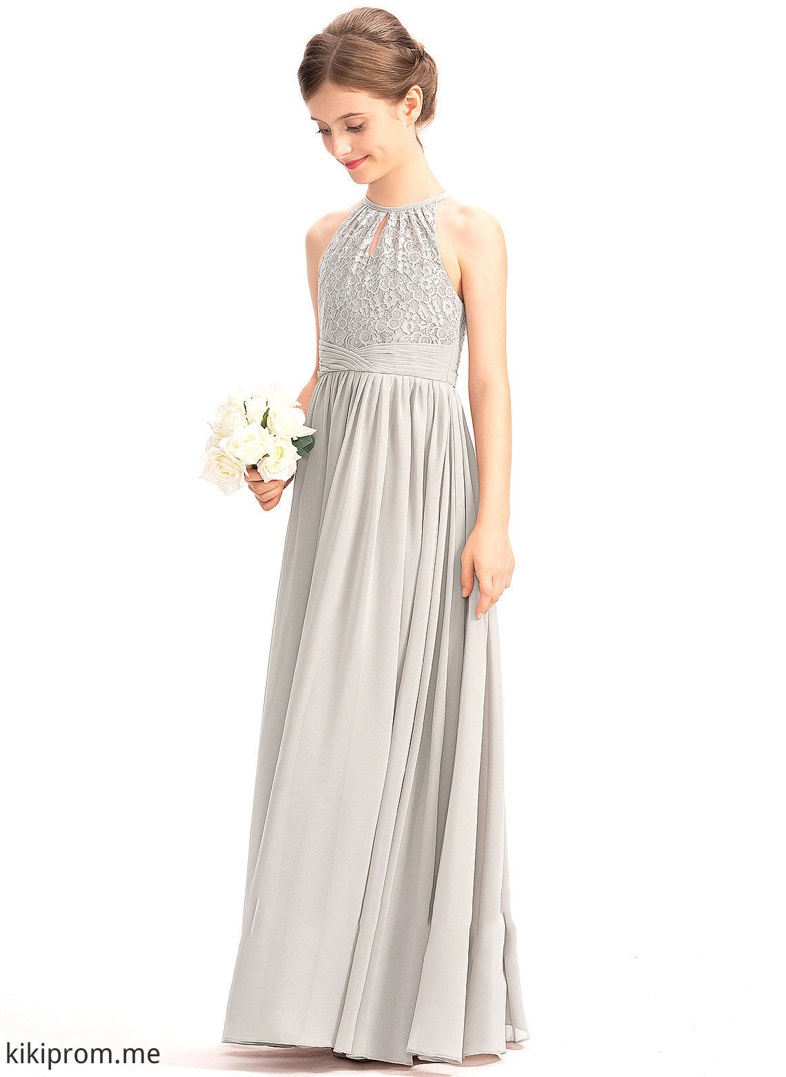 With Junior Bridesmaid Dresses A-Line Chiffon Lace Carolyn Floor-Length Scoop Neck Ruffle