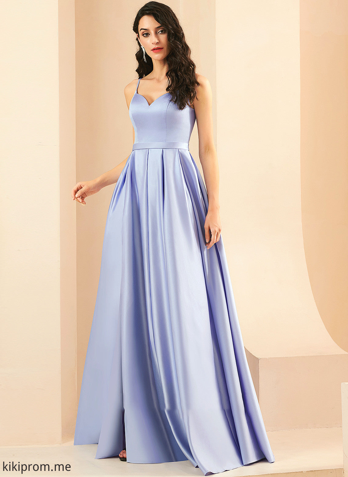 With Elsie Ball-Gown/Princess Pockets Satin Front Split Prom Dresses Floor-Length Sweetheart