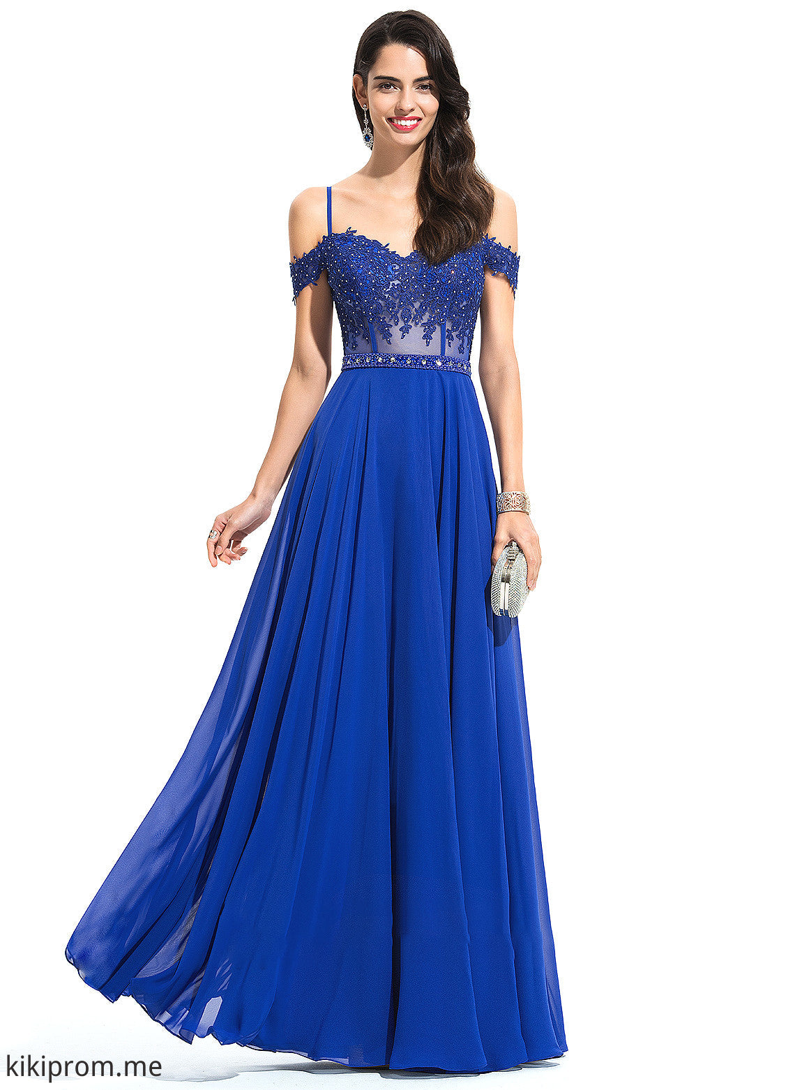 Prom Dresses Off-the-Shoulder Chiffon Leia Sweetheart Floor-Length With Beading Sequins A-Line