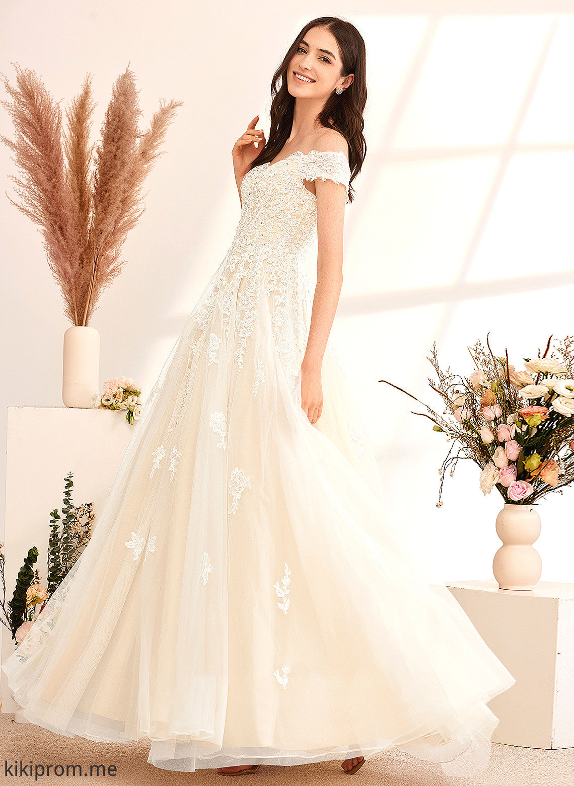 With Dress Wedding Floor-Length Off-the-Shoulder Beading Wedding Dresses Ball-Gown/Princess Sequins Avah