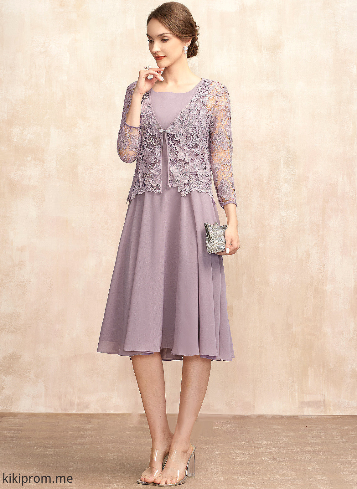 Chiffon of Tatum Bride A-Line Mother Square the Mother of the Bride Dresses Dress Knee-Length Neckline