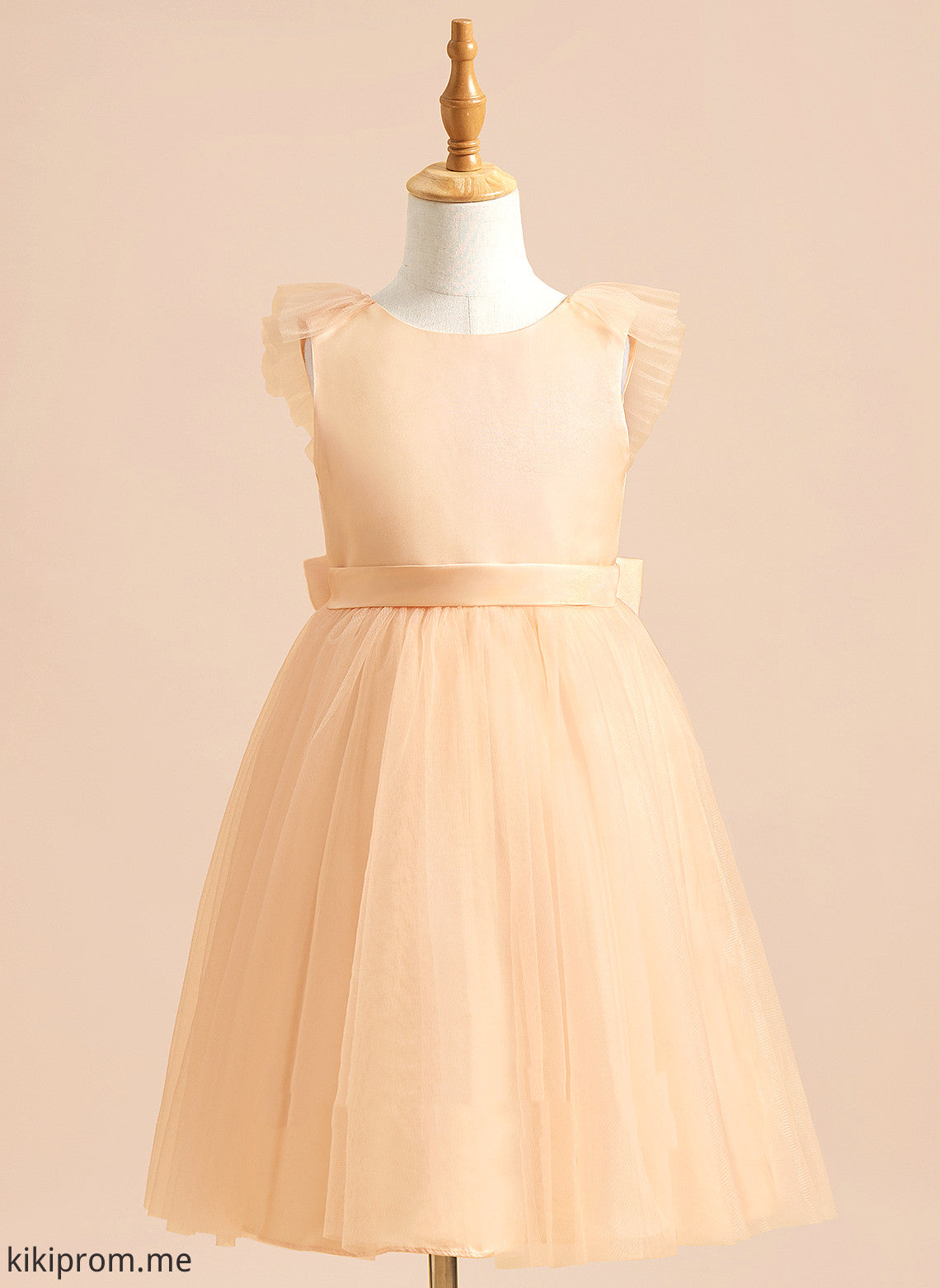 Girl Dress Mila With Neck Sleeveless Bow(s) Flower Girl Dresses Scoop Tulle - Flower A-Line Knee-length