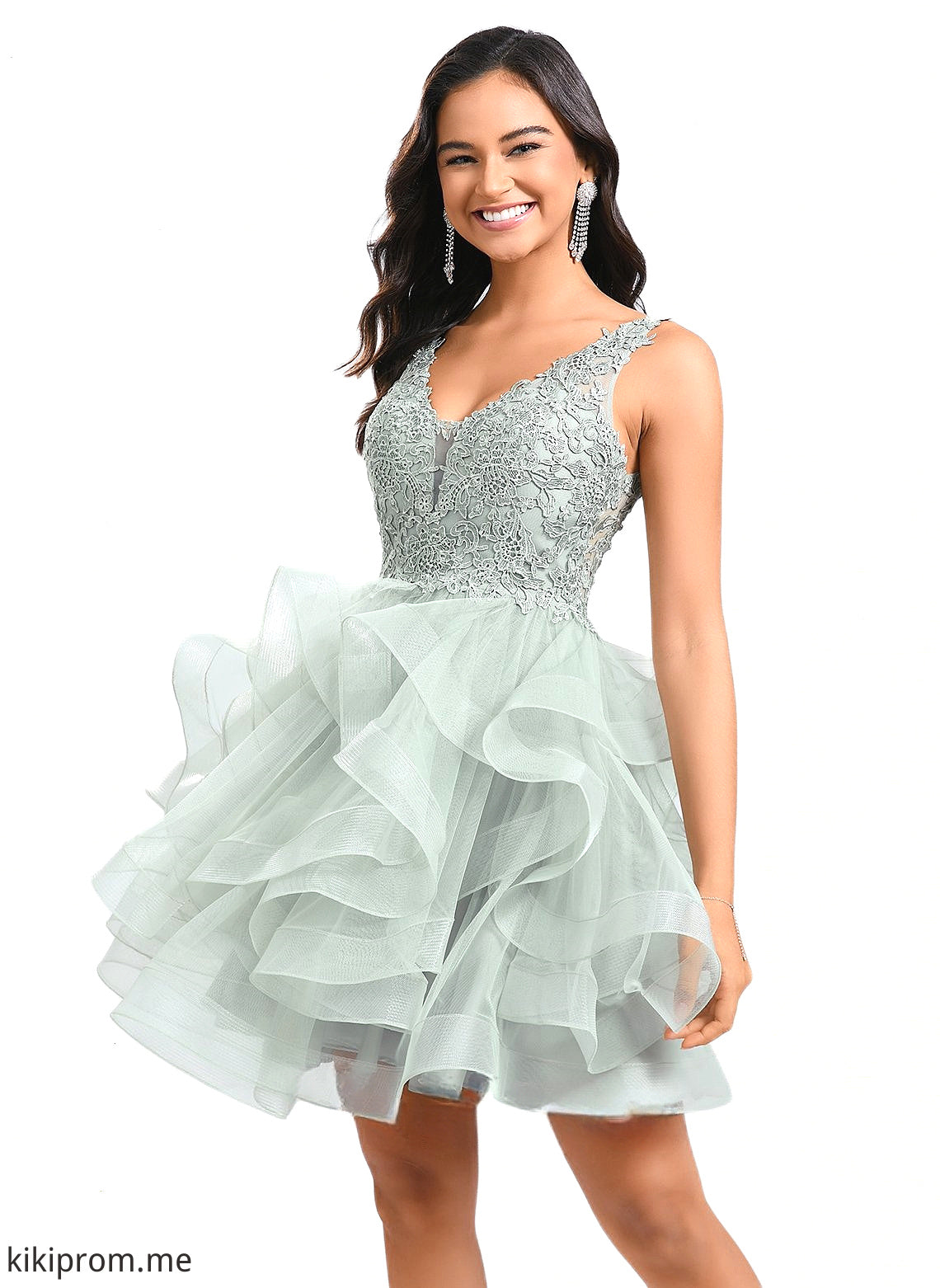 Lorelai Ball-Gown/Princess V-Neck Short Tulle Lace Homecoming Dress HFP0025671