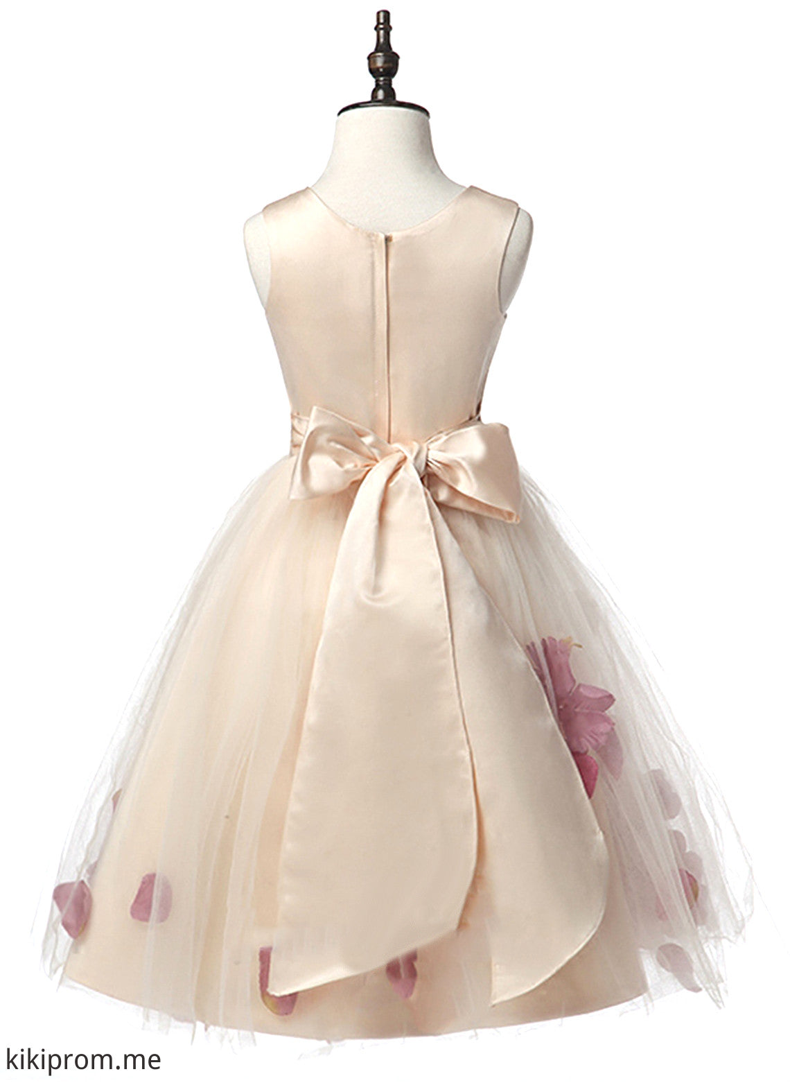 Flower Satin/Tulle Flower Girl Dresses Regina Knee-length Scoop Flower(s) Neck A-Line With Girl - Sleeveless Dress