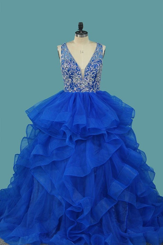 2024 Tulle Quinceanera Dresses V Neck A Line PEFMY29H