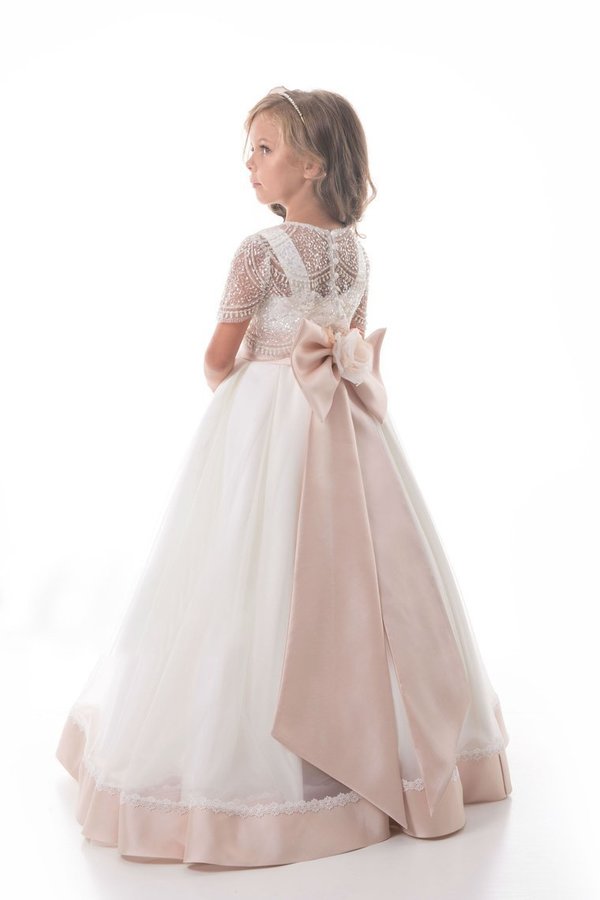 2024 Flower Girl Dresses A Line Scoop Beaded Bodice Tulle PP2FYDCG