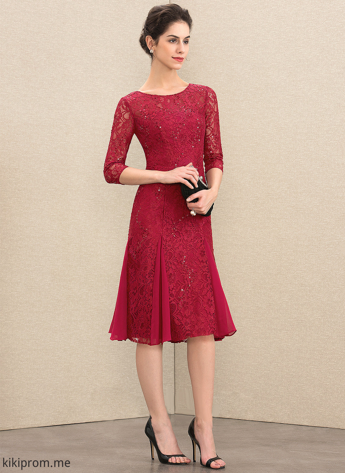 Mother Neck A-Line the Scoop With Stacy Knee-Length Mother of the Bride Dresses Lace Dress Sequins of Bride