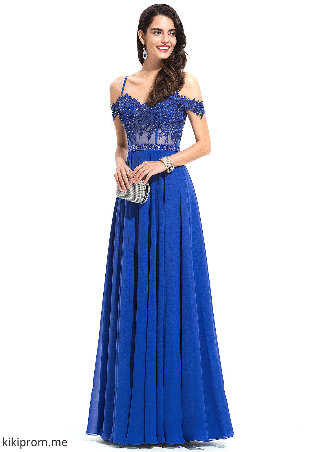 Prom Dresses Off-the-Shoulder Chiffon Leia Sweetheart Floor-Length With Beading Sequins A-Line