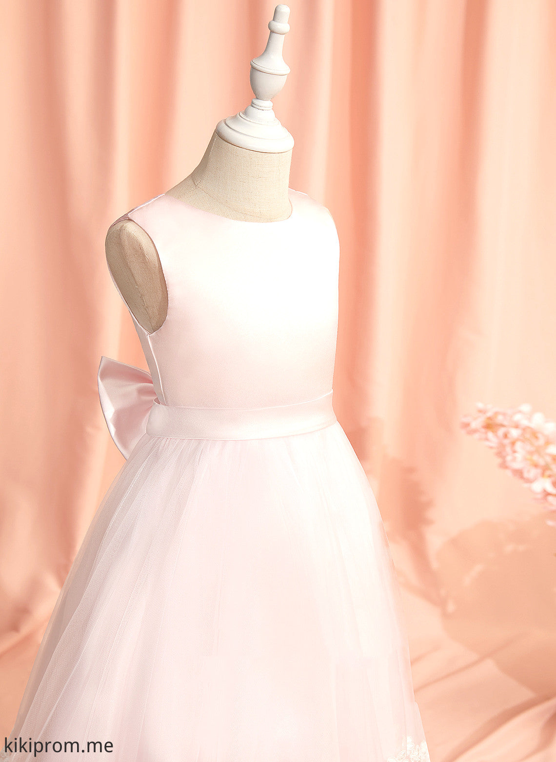 With Lace/Bow(s) Scoop Neck Flower Girl Sleeveless - Satin/Tulle Dress Ball-Gown/Princess Tea-length Flower Girl Dresses Alula