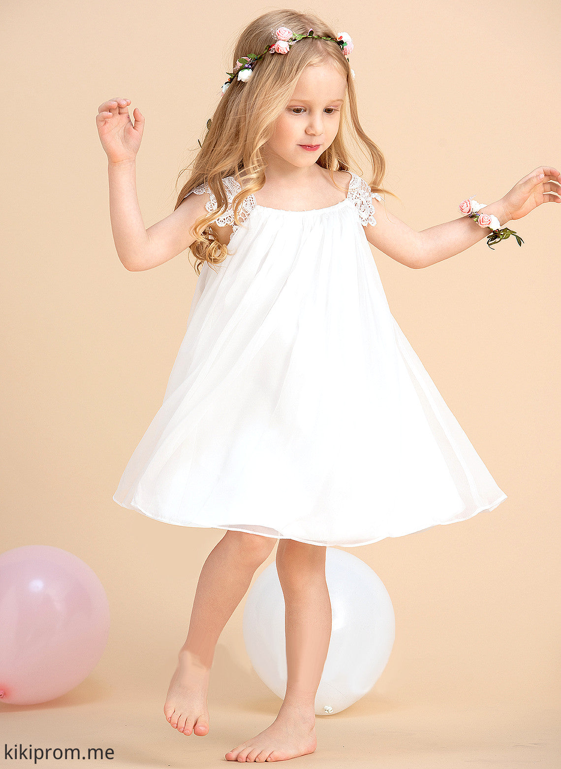 Tea-length With Scoop Flower Girl Dresses Neck Lace Dress Chiffon Flower - A-Line/Princess Girl Kathryn Sleeveless