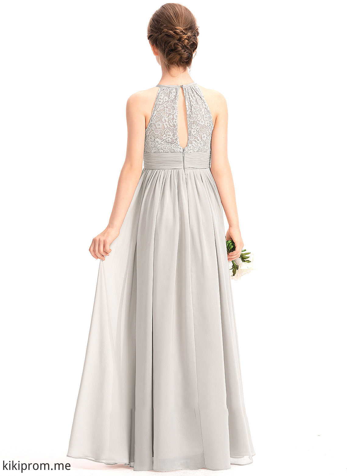 With Junior Bridesmaid Dresses A-Line Chiffon Lace Carolyn Floor-Length Scoop Neck Ruffle