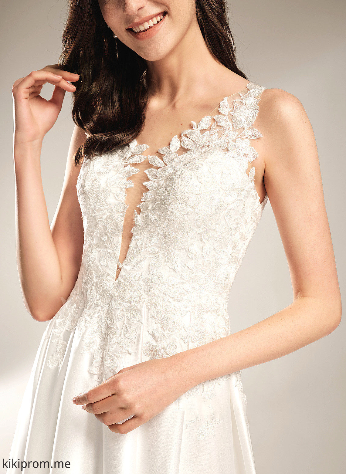 With V-neck Dress Renata Pockets A-Line Tea-Length Wedding Wedding Dresses