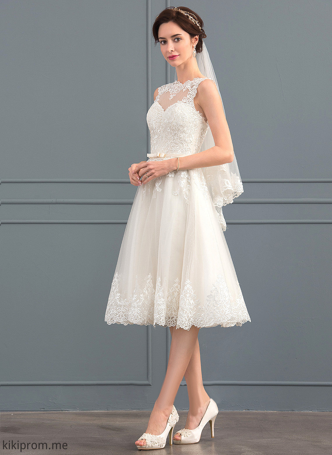 Precious With Lace Knee-Length Bow(s) Wedding Illusion Wedding Dresses Dress Satin Tulle A-Line