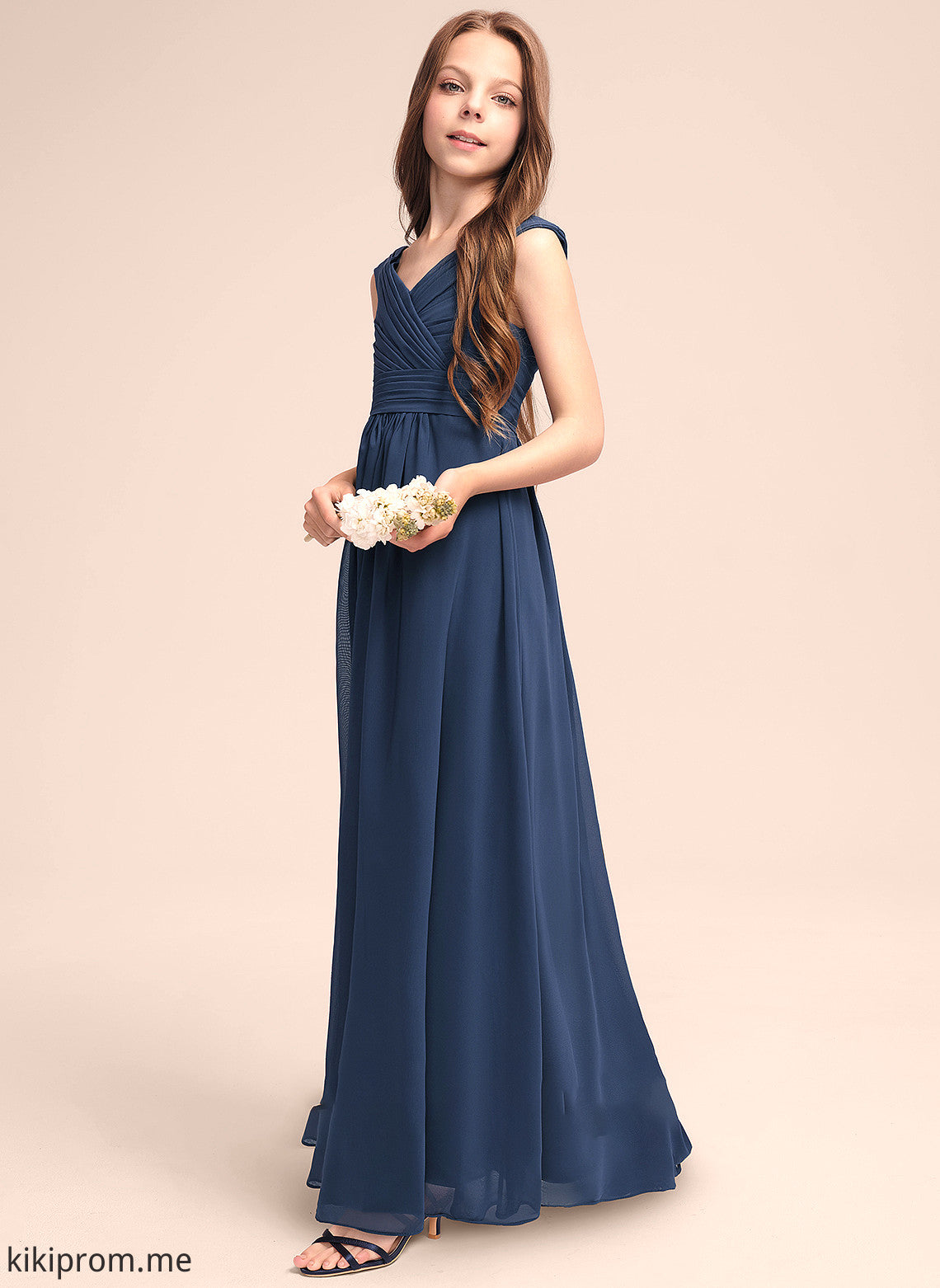 With Off-the-Shoulder Ruffles Floor-Length Jemima Chiffon A-Line Junior Bridesmaid Dresses