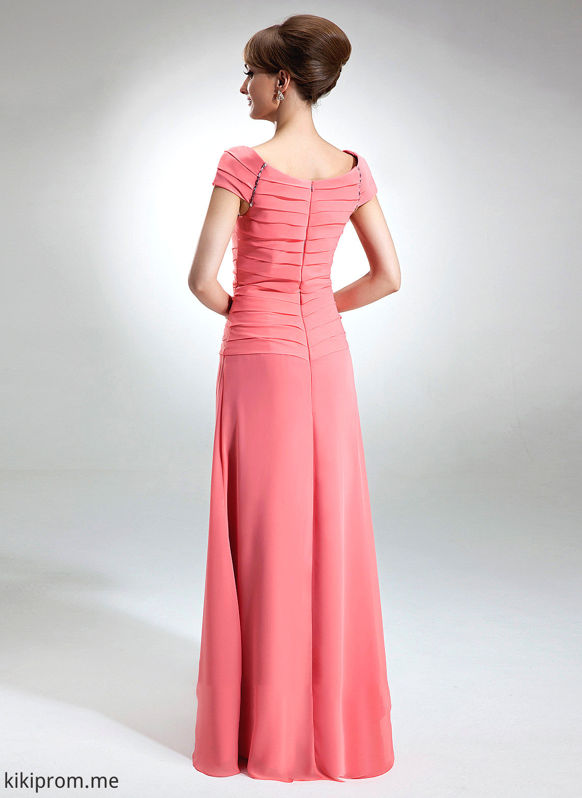 Mother of A-Line With Dress Mother of the Bride Dresses Scoop Neck Floor-Length Raegan Ruffle Beading Chiffon Bride the