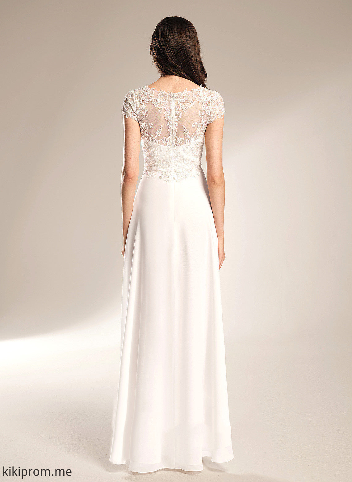 Wedding Dresses V-neck Asymmetrical Erika Lace A-Line Wedding Chiffon Dress