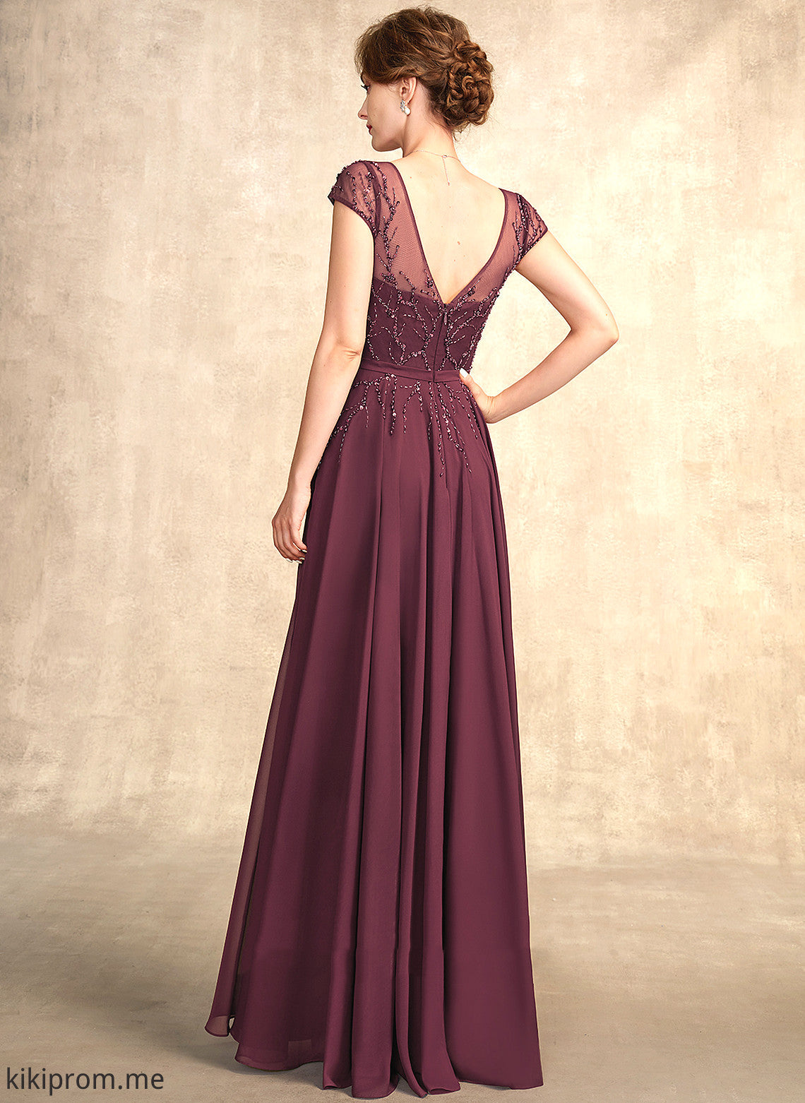 of Beading Floor-Length A-Line Mother of the Bride Dresses Chiffon With V-neck Dress the Mother Morgan Bride Sequins