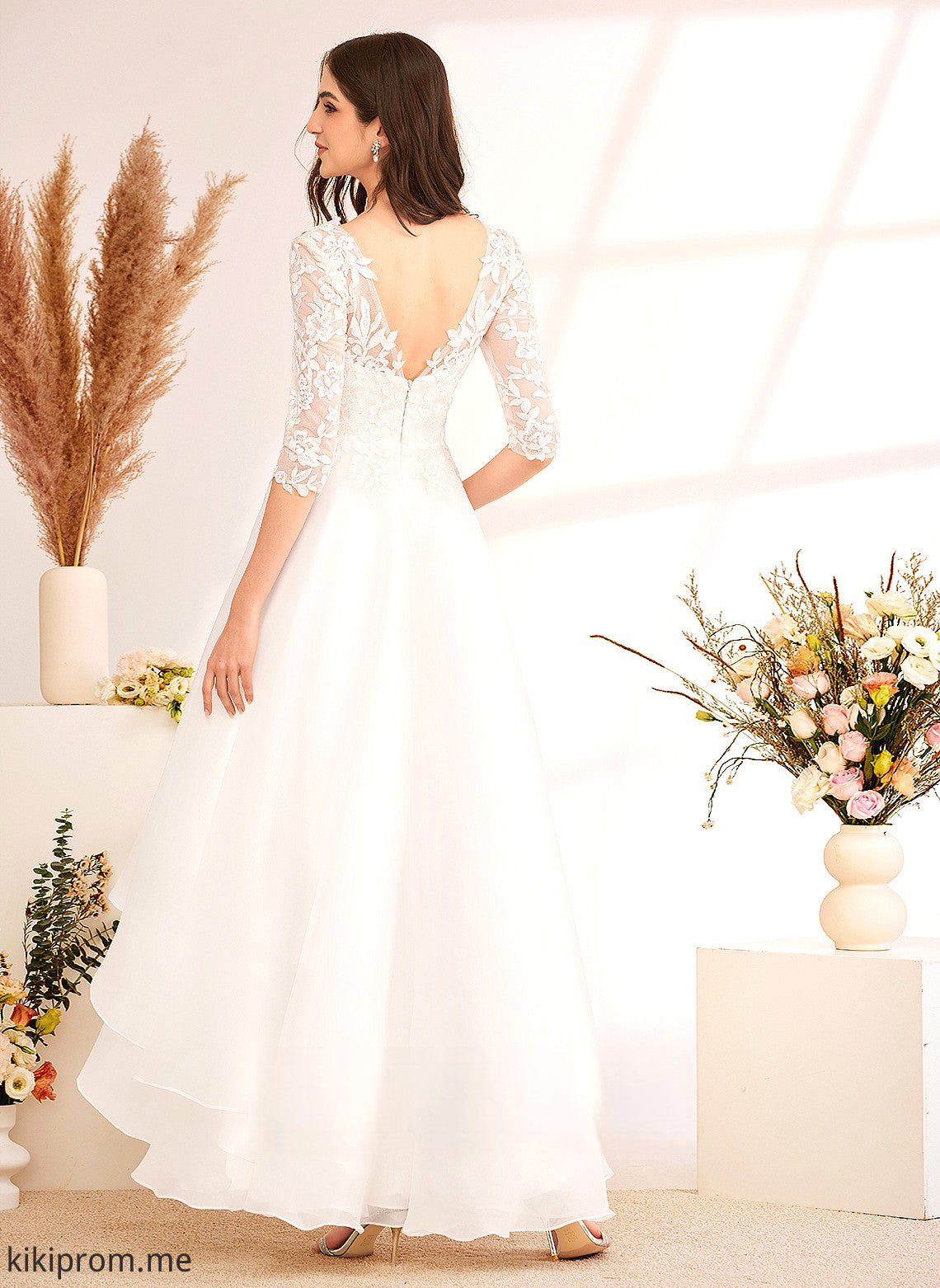 Sequins Wedding Dresses Dress With Tulle Beading A-Line Wedding Lace Yesenia Asymmetrical V-neck