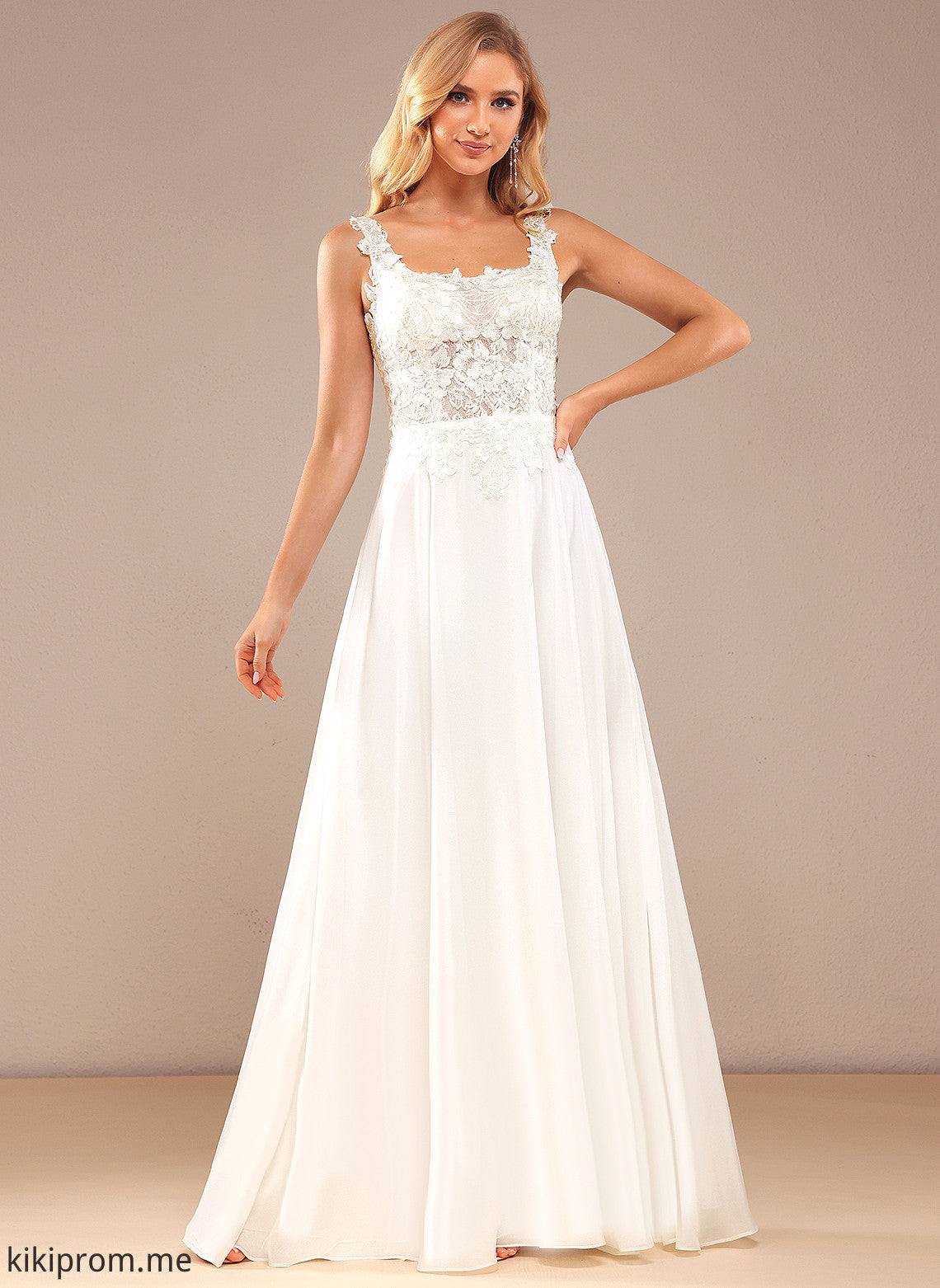 Chiffon Square Wedding With Dress Madalyn A-Line Lace Floor-Length Sequins Wedding Dresses