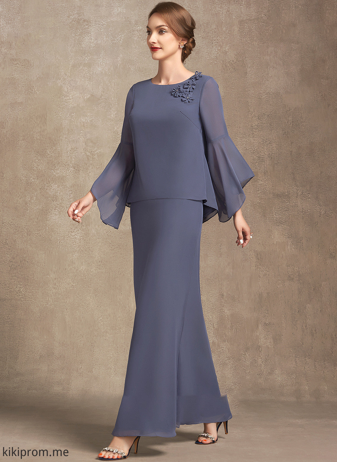 Mother Flower(s) Mother of the Bride Dresses With the of Scoop Chiffon A-Line Neck Bride Ankle-Length Dress Frederica