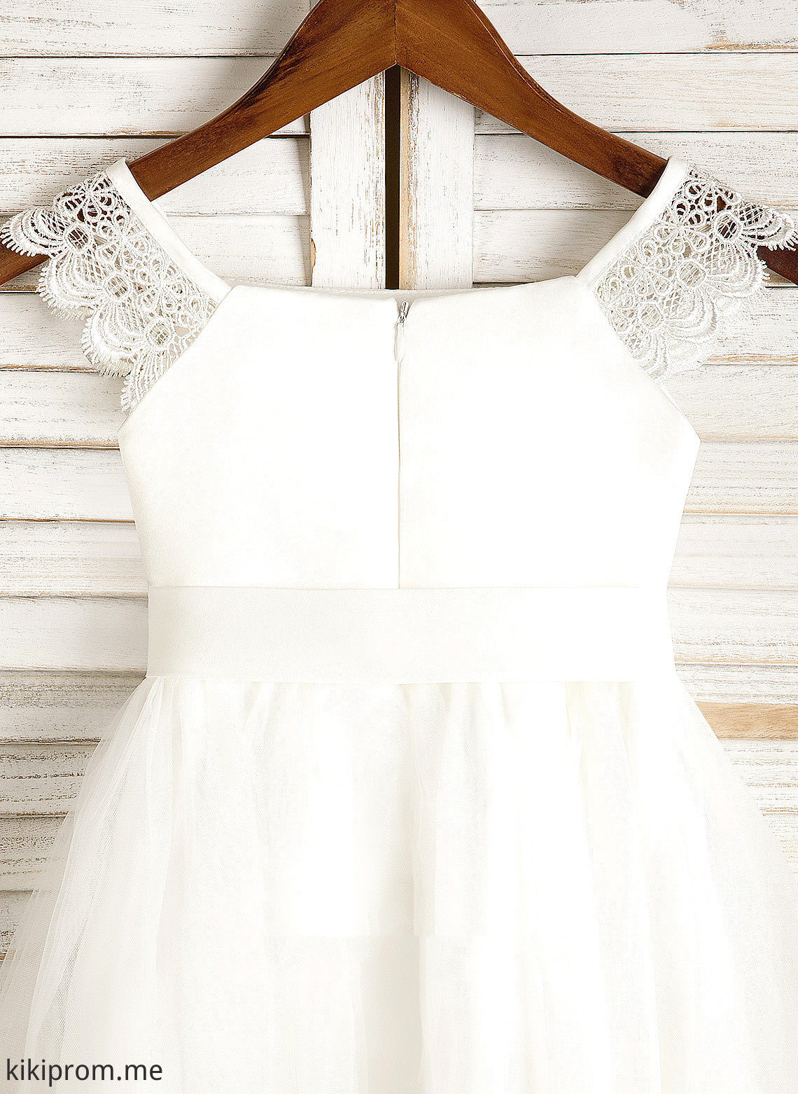 Tea-length Neckline Sleeveless Dress Flower Girl Mariah Flower Girl Dresses Square Lace/Sash - A-Line With Satin/Tulle